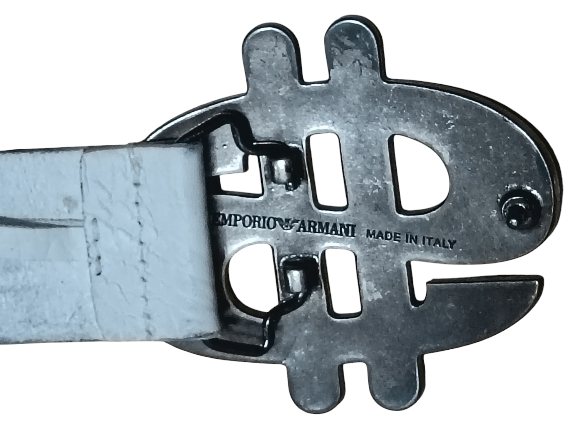 Emporio Armani EMPORIO ARMANI CROC EMBOSSED LEATHER BELT $ SYMBOL BUCKLE Size 34 - 3 Thumbnail