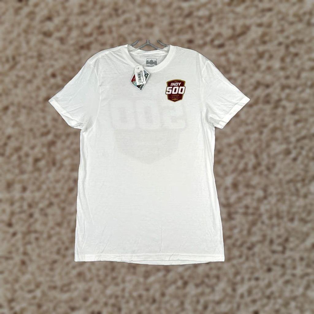 Indy 500 Shirt Adult Small White Short Sleeve Crew Neck IMS Indycar NEW