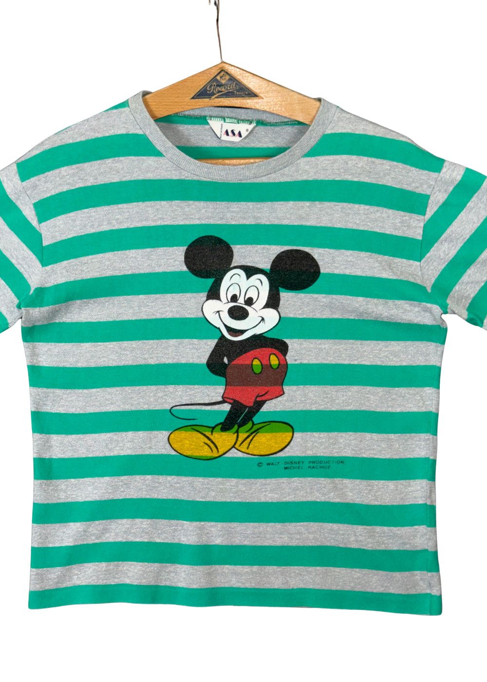 vtg Mickey Mouse French Stripe Tee Single Stitch 80s image 5