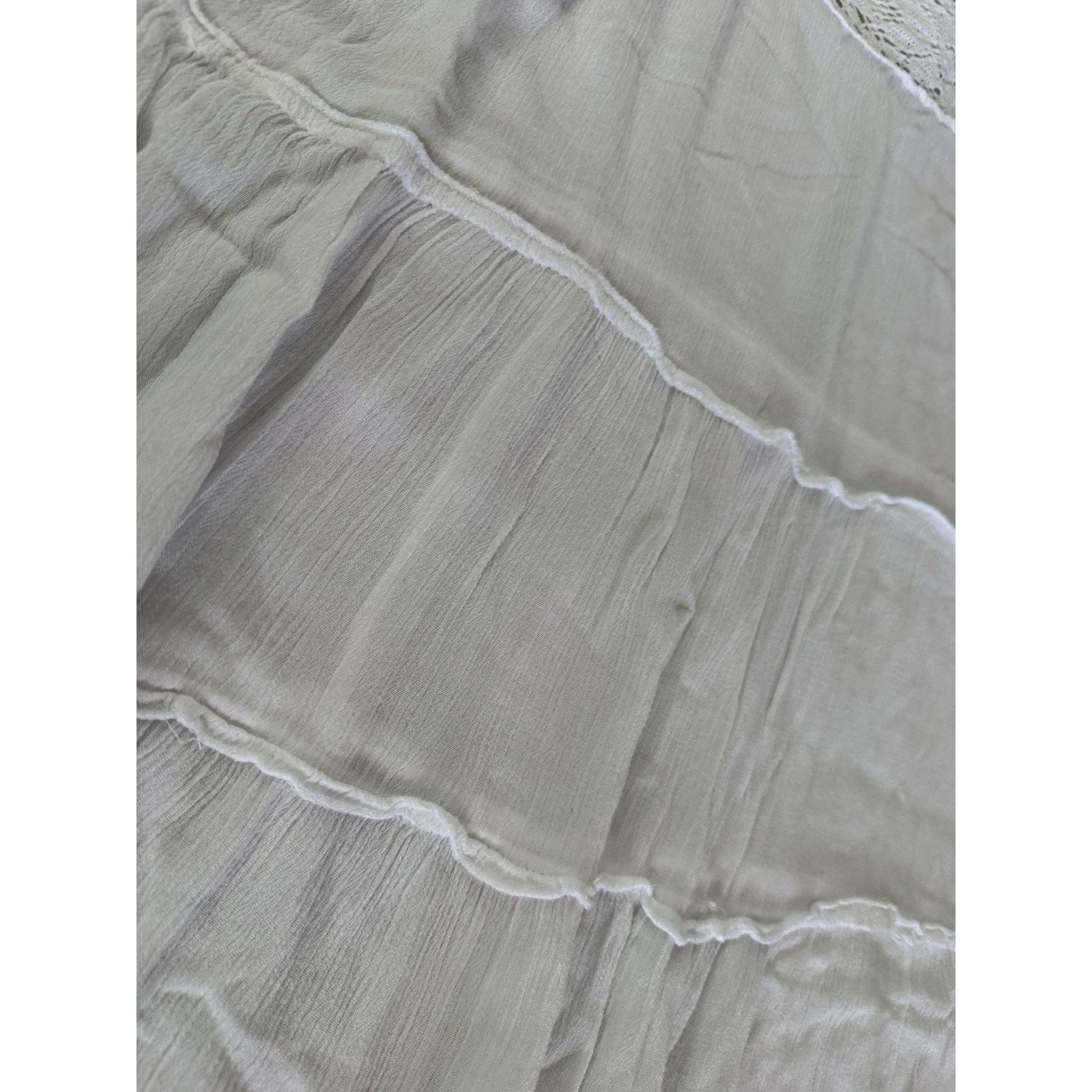 Other Raviva Women’s Size Large White Maxi Rayon Tiered Dress Boho Size L / US 10 / IT 46 - 5 Thumbnail