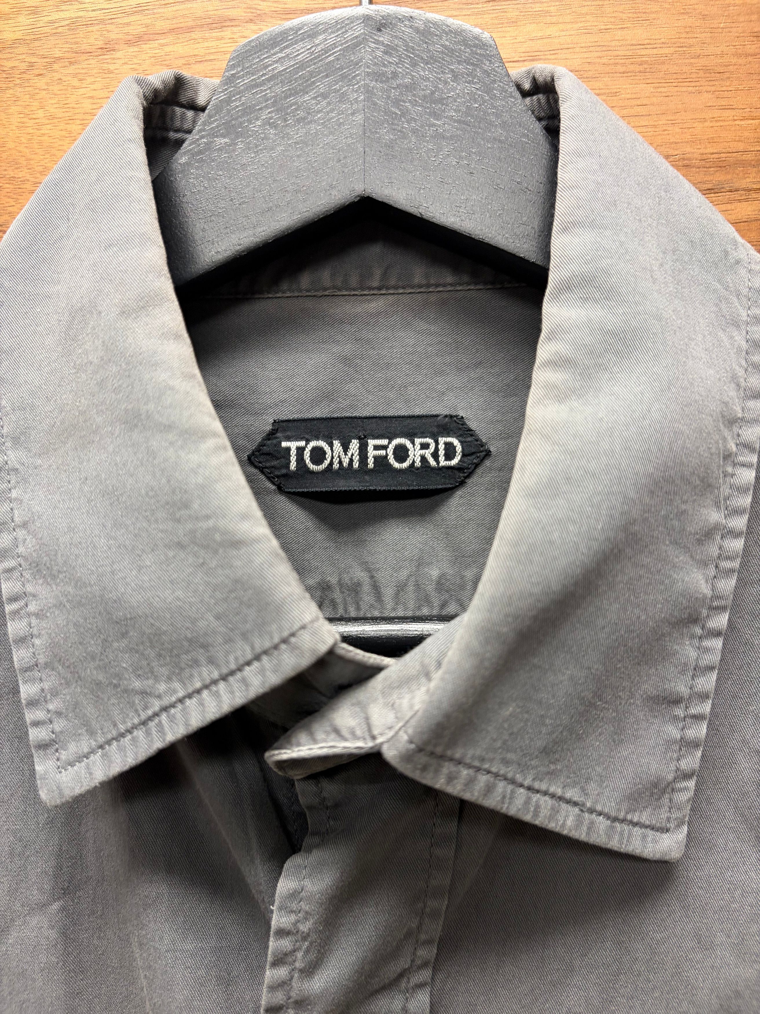 Tom Ford Tom Ford Grey Military Inspired Cotton Button Up Shirt Size US M / EU 48-50 / 2 - 3 Thumbnail