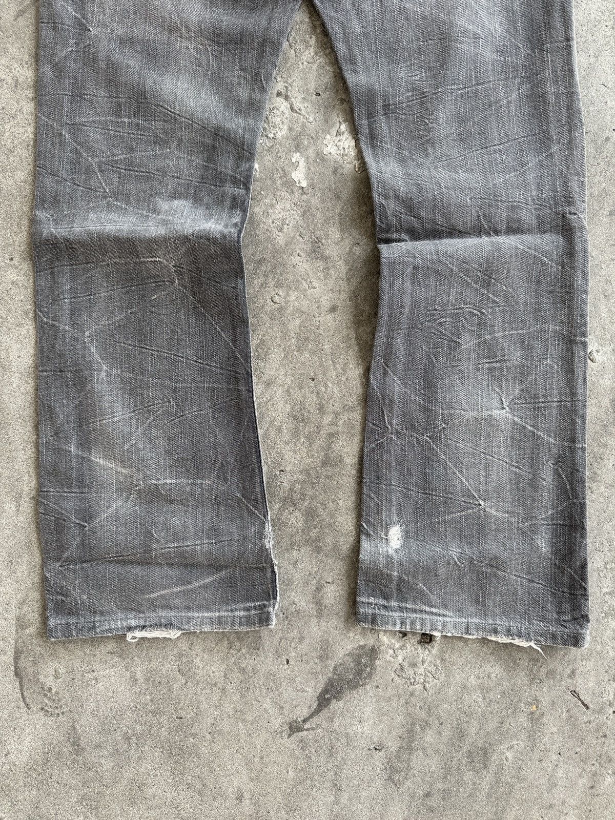 Japanese Brand Wild Life Poem Faded Denim Distressed Baggy Jeans Size US 31 - 9 Thumbnail