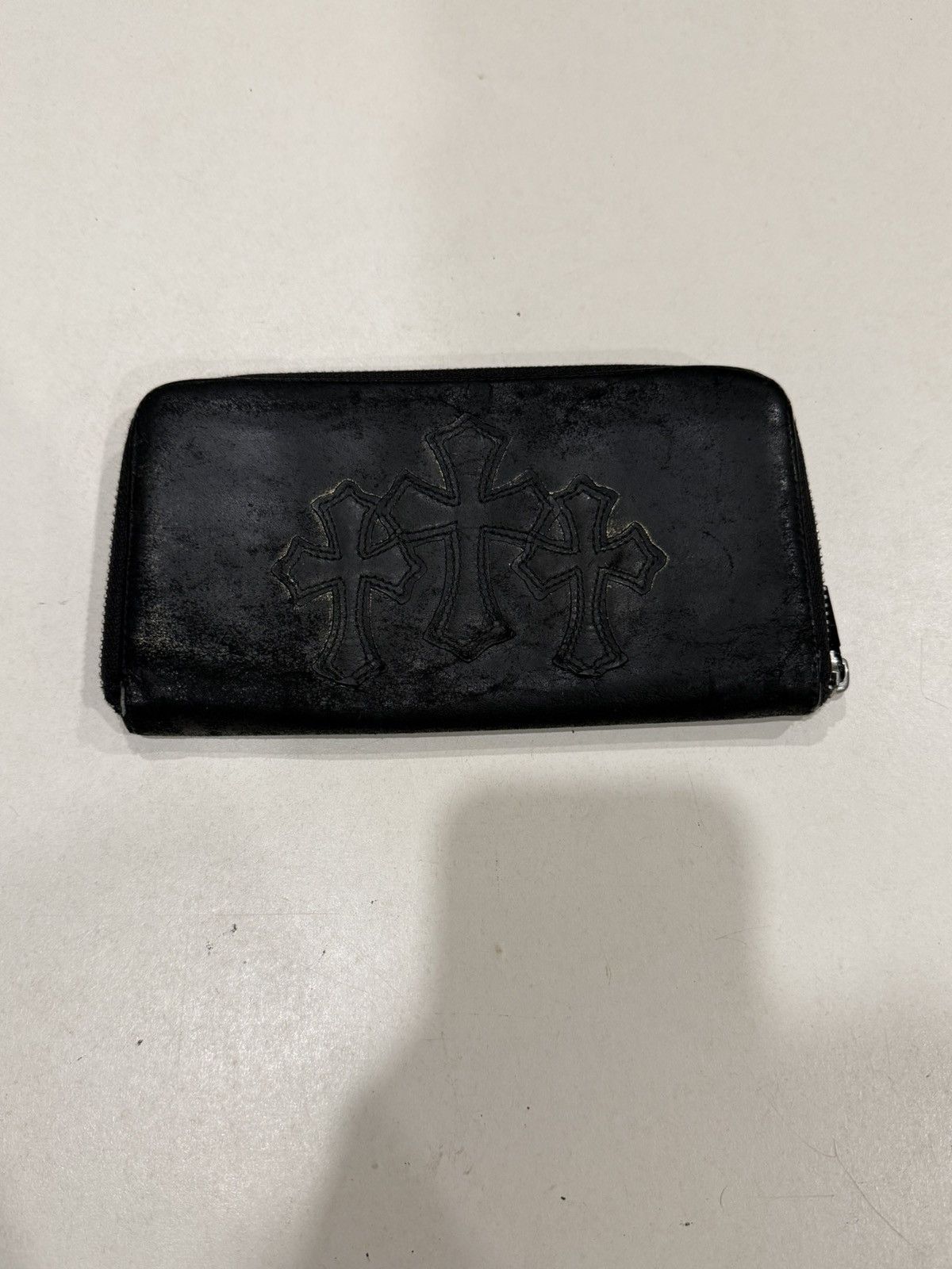 Chrome Hearts Chrome Hearts Small Cross Patch Leather Zip