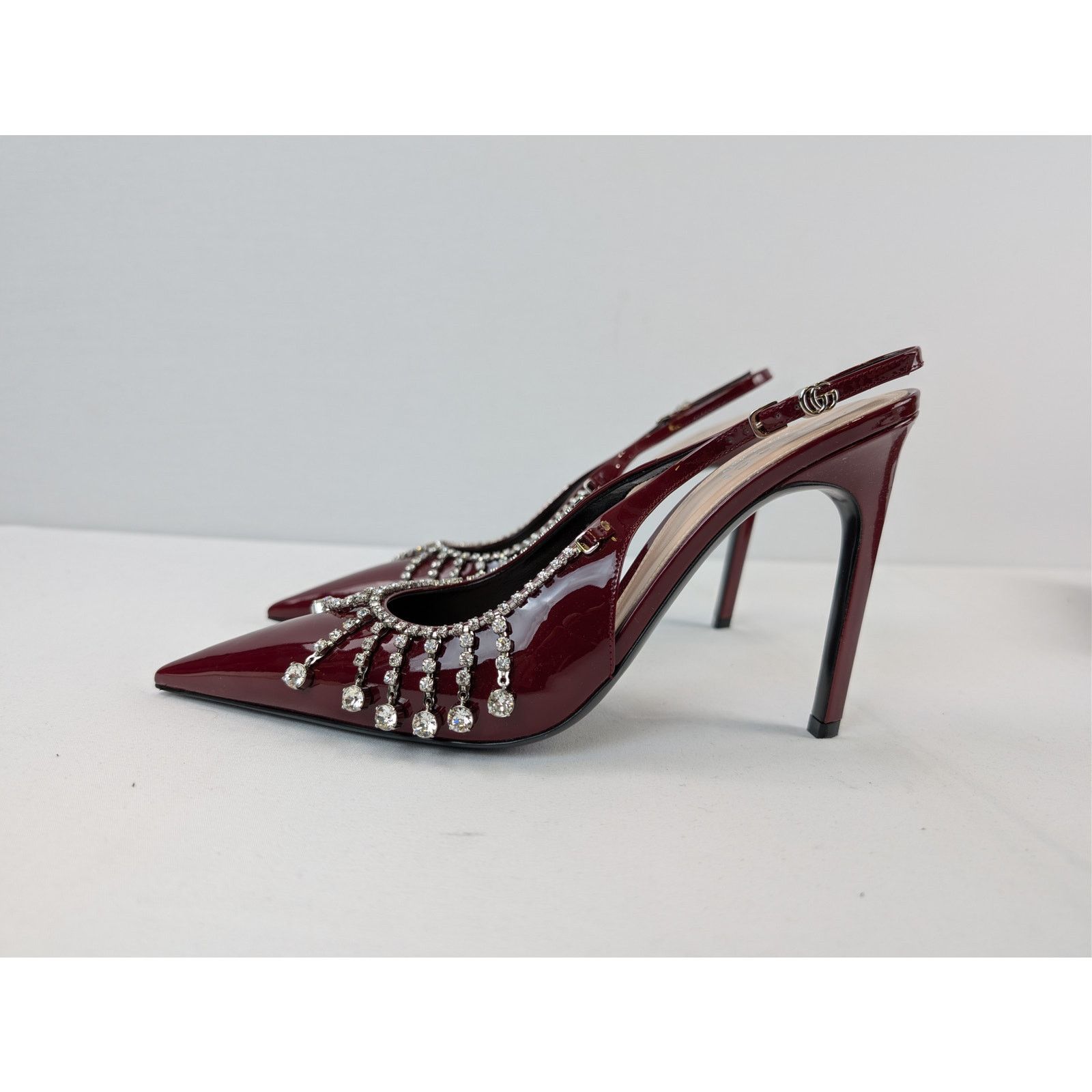 Gucci o1rshd1 Vernice crystal patent leather slingback pump Sandal Size US 9.5 / EU 42-43 - 11 Thumbnail