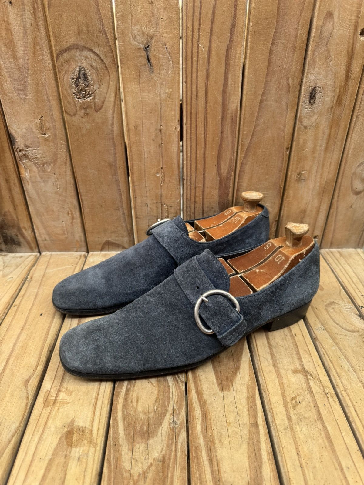 Prada Prada buckled blue suede Leather Men's Dress Shoes UK 9 Size US 10 / EU 43 - 4 Thumbnail