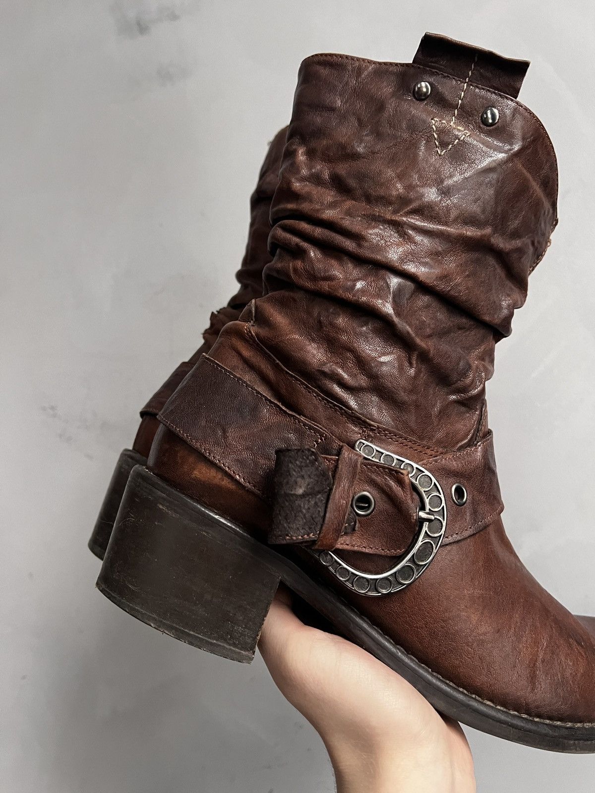 Western Rise Rare Avant garde guidi style leather moto boots 90s Size US 6 / EU 39 - 10 Thumbnail