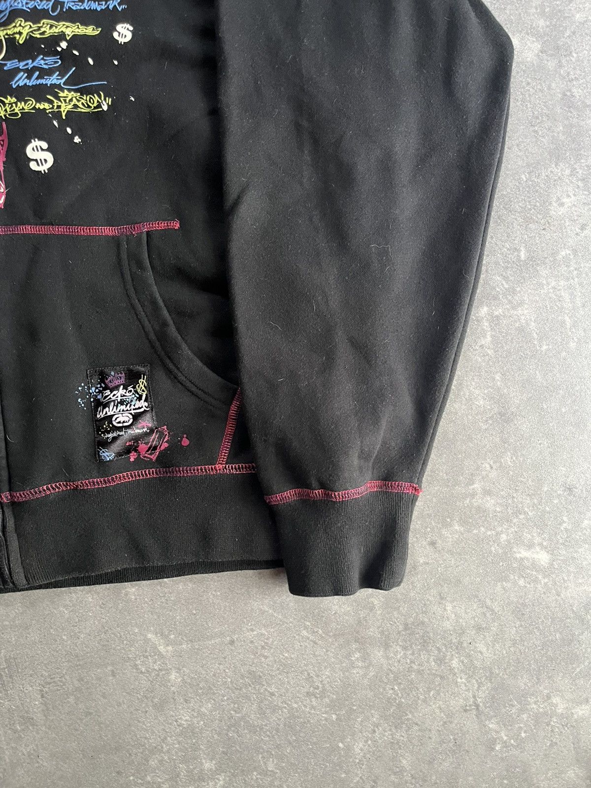 Ecko Unltd. 00s Ecko Unlimited Painted Logo Baggy Zip Hoodie XXL Rare Size US XXL / EU 58 / 5 - 5 Thumbnail