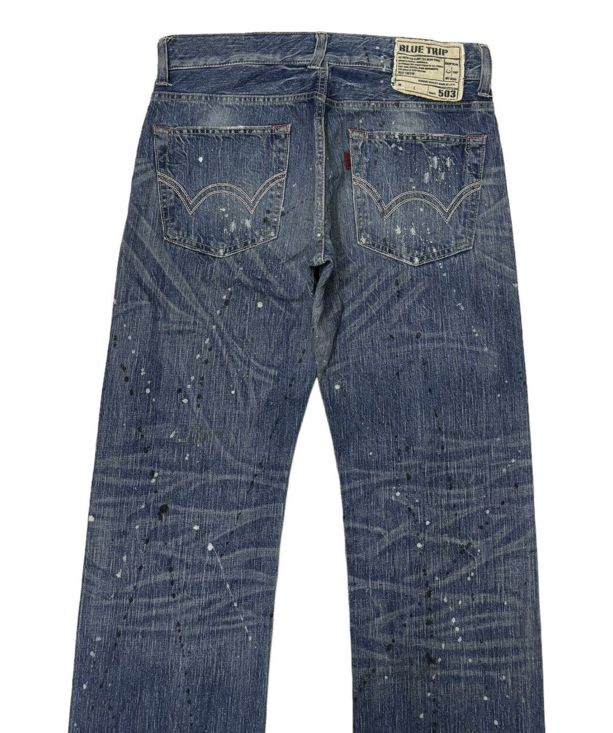 Who Decides War EDWIN 503 PAINTER JEANS BLUE TRIP DISTRESSED DENIM Size US 33 - 6 Thumbnail
