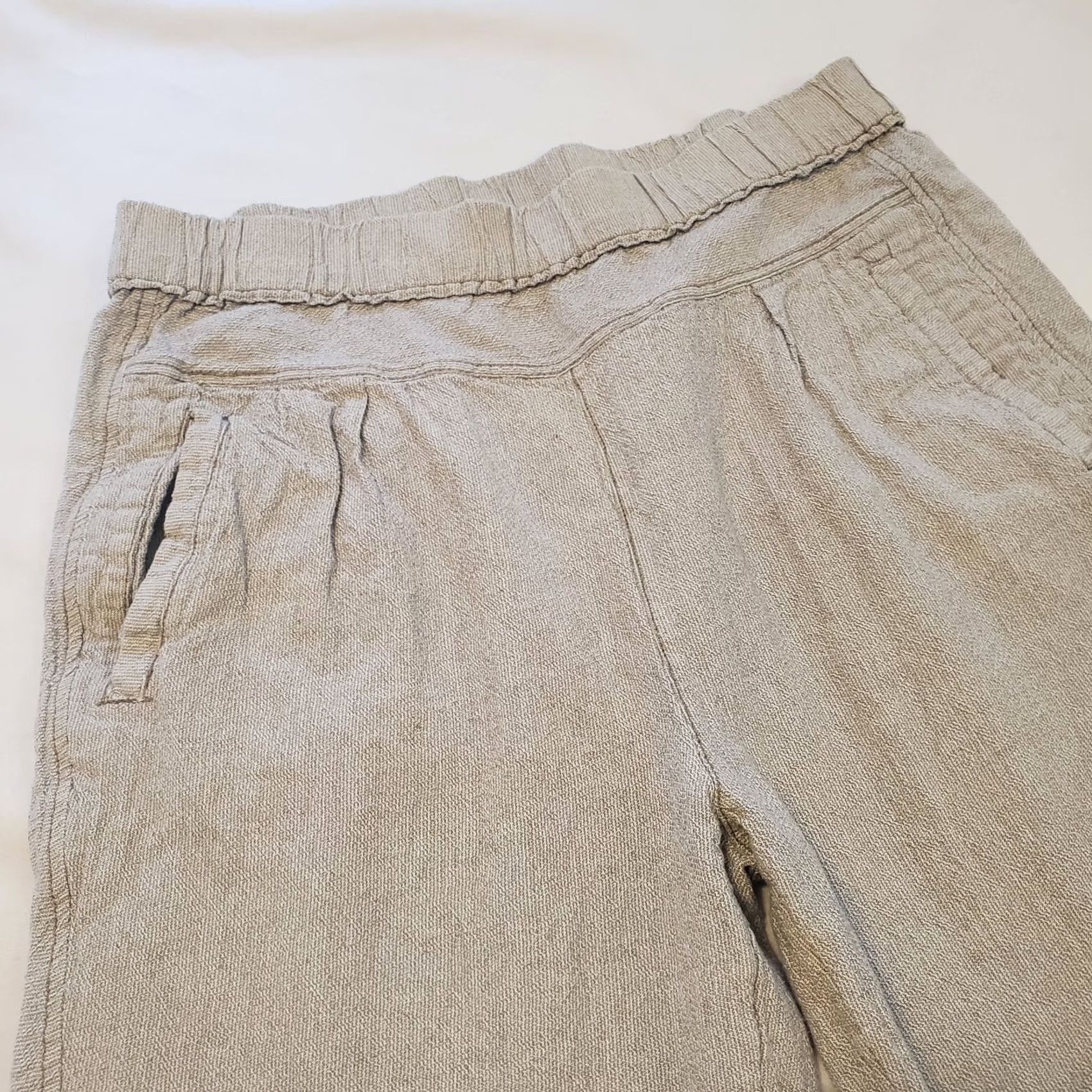 Vintage Hei Hei Anthropologie Cropped Pants 100% Linen Size S Cream Pull On Size 28" / US 6 / IT 42 - 3 Thumbnail