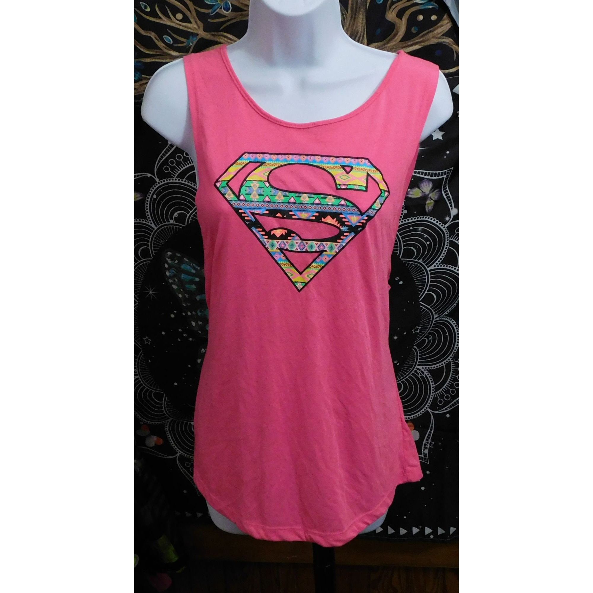 DC Comics Rainbow Neon Barbiecore Superman Tank Top Size XL / US 12-14 / IT 48-50 - 1 Thumbnail