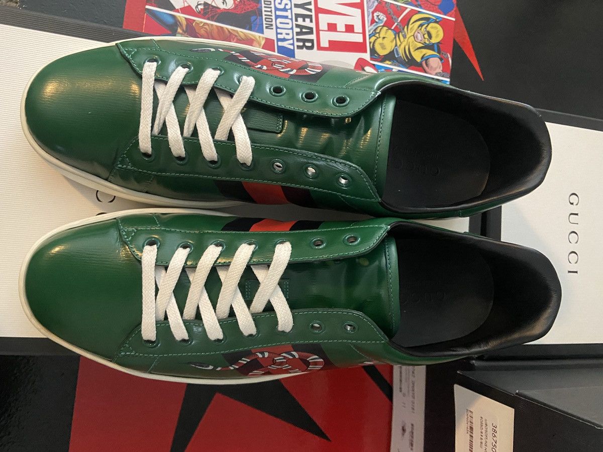 Gucci Gucci Ace Snake Web Stripe Sneakers Size US 12 / EU 45 - 6 Thumbnail