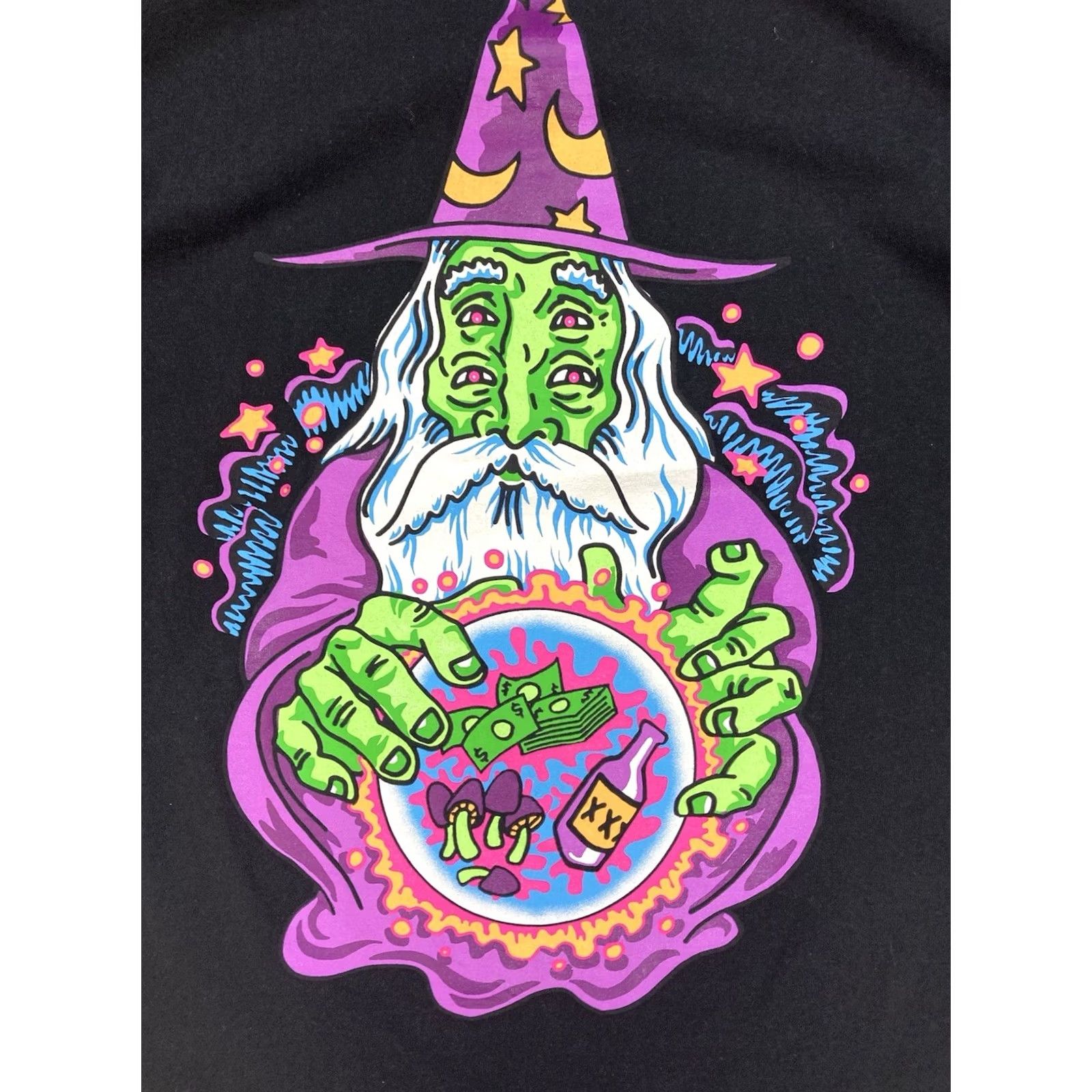 Vintage VINTAGE ALAB Magic Wizard Psychedelic Graphic T-shirt Men Medium Black Short Sleeve Size US M / EU 48-50 / 2 - 2 Thumbnail