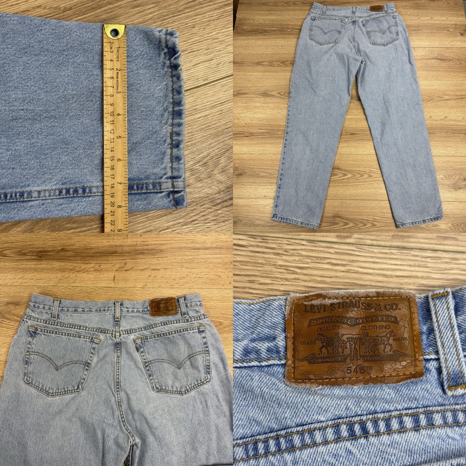 Levi's VTG Levi's 545 Jeans Mens 40x34 Light Wash Distressed 90s Grunge Straight Blue Size US 40 / EU 56 - 8 Thumbnail