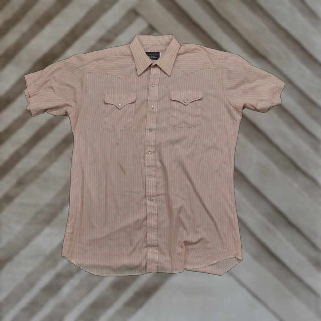 Vintage VINTAGE Panhandle Slim Shirt Mens 18 Pink Striped Pearl Snap Western Rodeo 90s Size US XXL / EU 58 / 5 - 1 Thumbnail