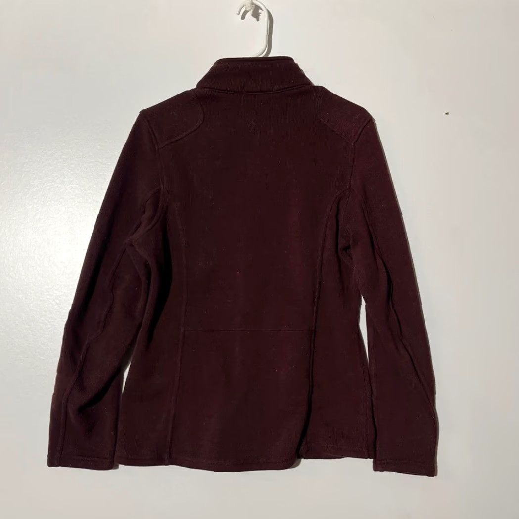 Vintage REI Womens L Full Zip Fleece Jacket Burgundy Maroon Sweater Mock Neck Outdoor Coat Zip Long Sleeve Casual Travel Fall Winter Spring All Seasons Size L / US 10 / IT 46 - 4 Thumbnail
