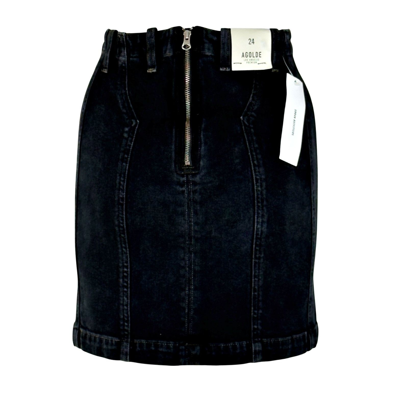 Agolde Agolde Siouxise Zip Back Asphalt Black Denim Mini Skirt NWT Size 24" / US 00 / IT 34 - 3 Thumbnail