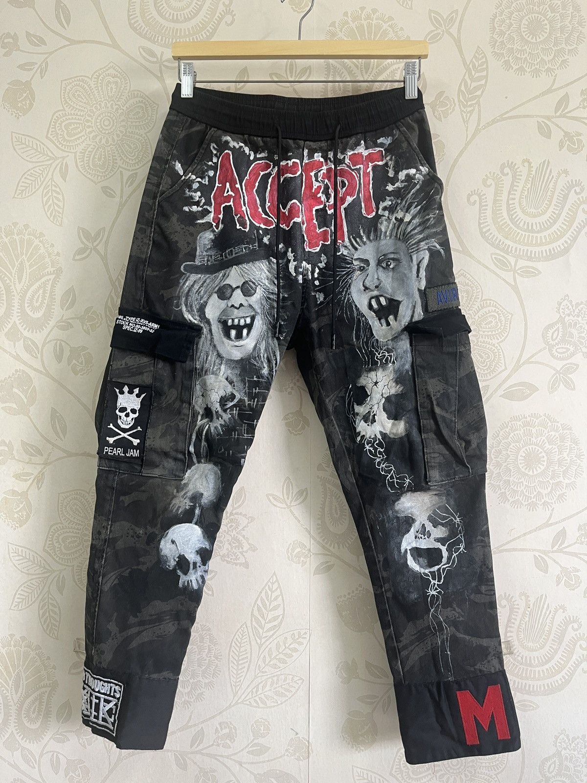 If Six Was Nine × Mostly Heard Rarely Seen Heavy Metal Accept Arts Custom Drawstring Pants Size US 31 - 1 Thumbnail