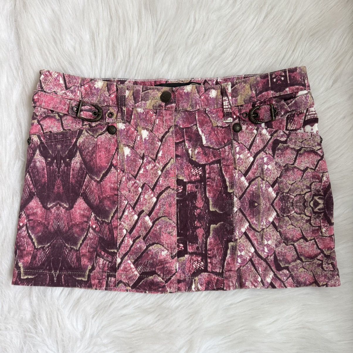 Just Cavalli Just cavalli pink snake print cotton vintage mini skirt Size 28" / US 6 / IT 42 - 2 Thumbnail