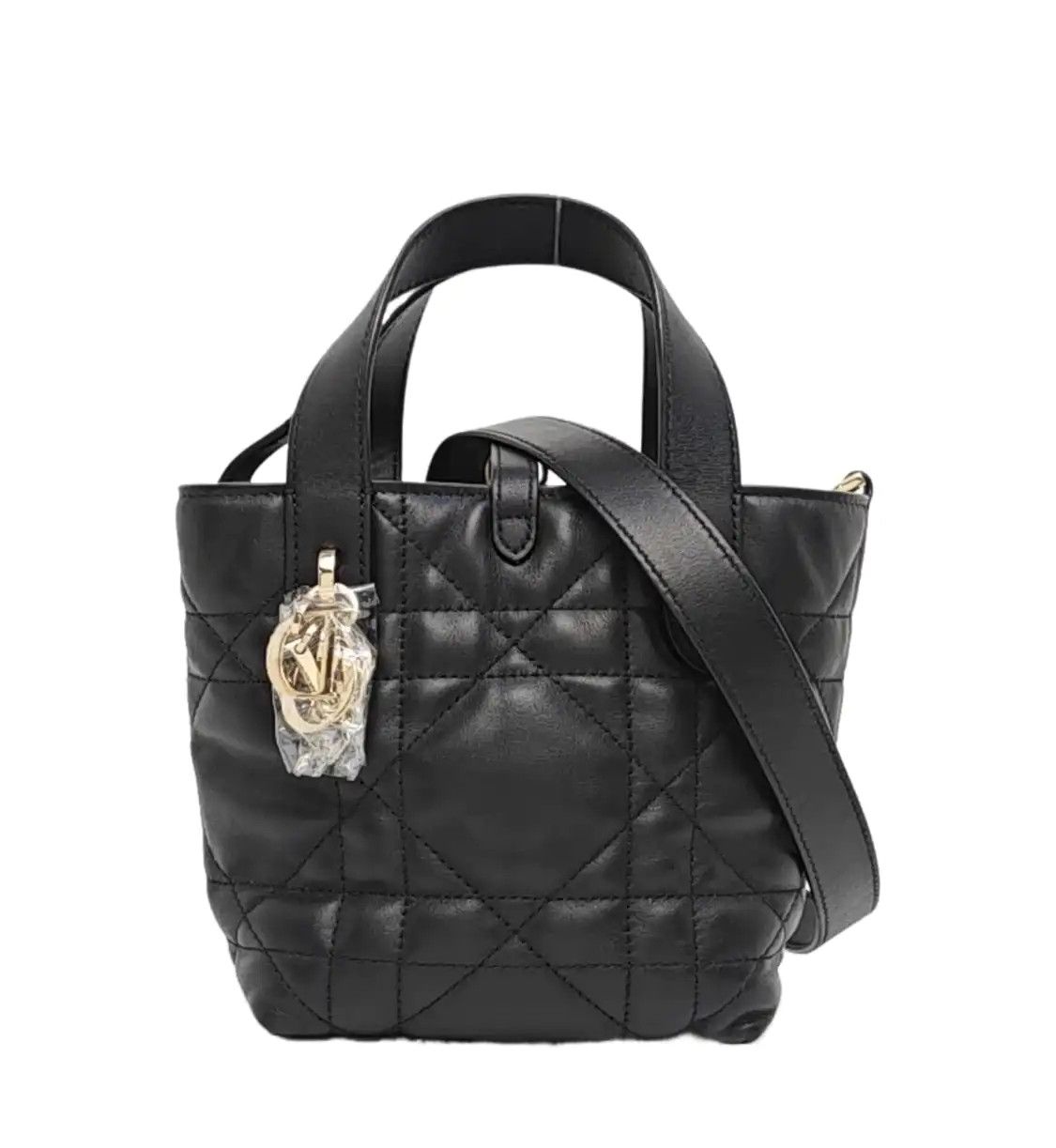 Dior DIOR Toujours Nano black cowhide leather rattan plaid quilted shoulder bag handb Size ONE SIZE - 1 Thumbnail