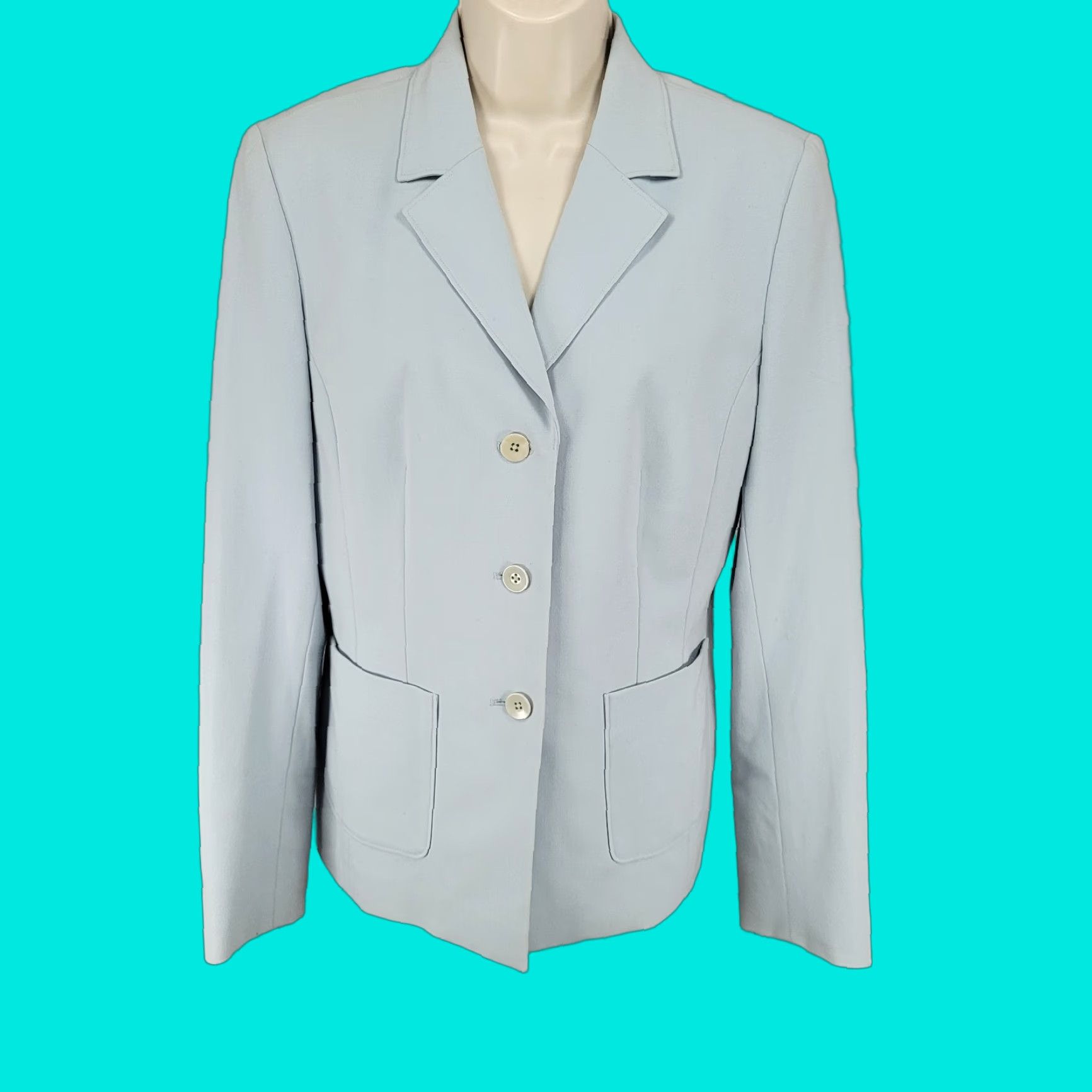 Vintage Caslon Blazer 8 Blue 3 Button Notch Inner Pocket Lined Stretch Jacket Size M / US 6-8 / IT 42-44 - 1 Thumbnail