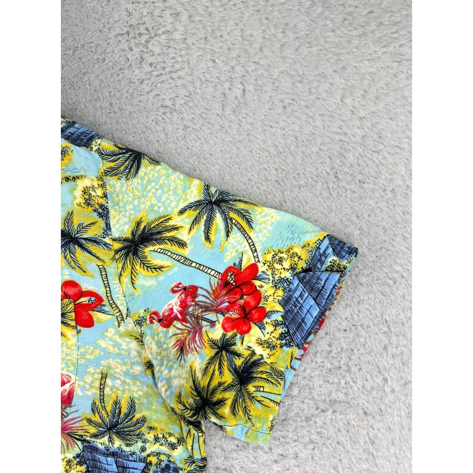 George George Men's Hawaiian Shirt 2XL Floral Palm Green Pink Button-Up Rayon Short Sleeve Classic Casual Hawaiian Theme 90s? Size US XXL / EU 58 / 5 - 2 Thumbnail