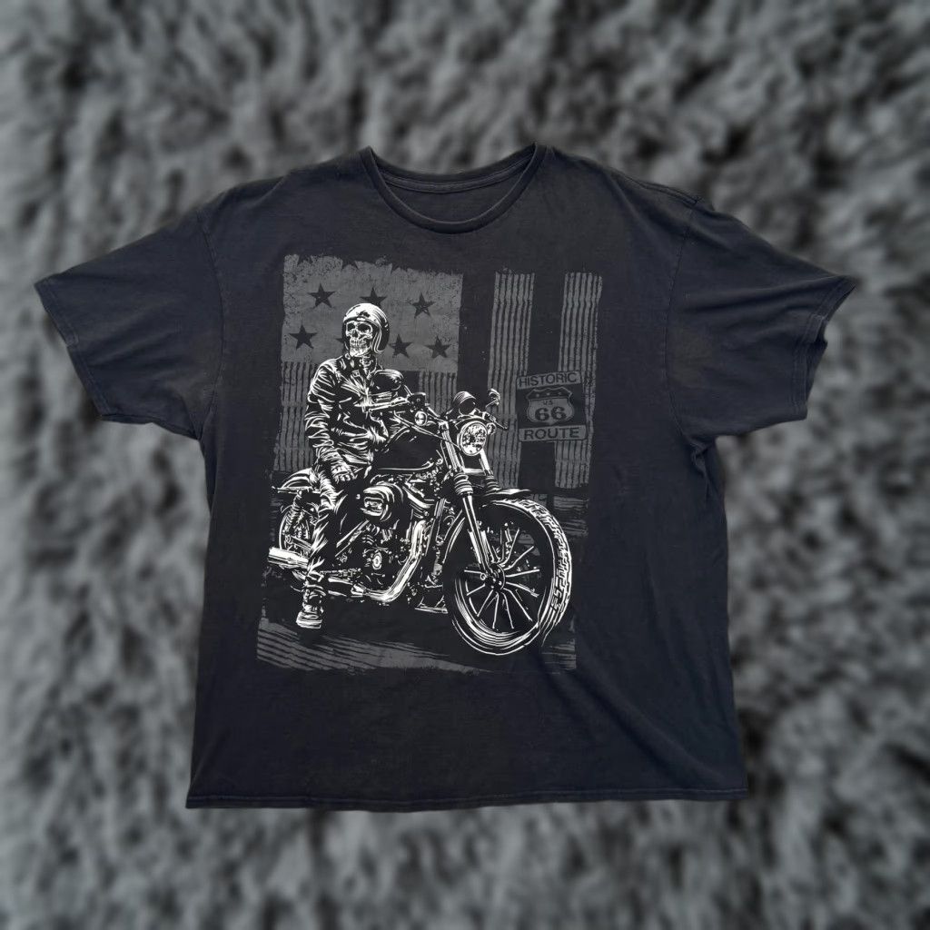 Route 66 VINTAGE Route 66 Biker Shirt XL Black Skeleton Motorcycle Punk Grunge Moto Shirt Mens XL Black Skeleton Biker Route 66 Graphic Tee Size US XL / EU 56 / 4 - 1 Thumbnail
