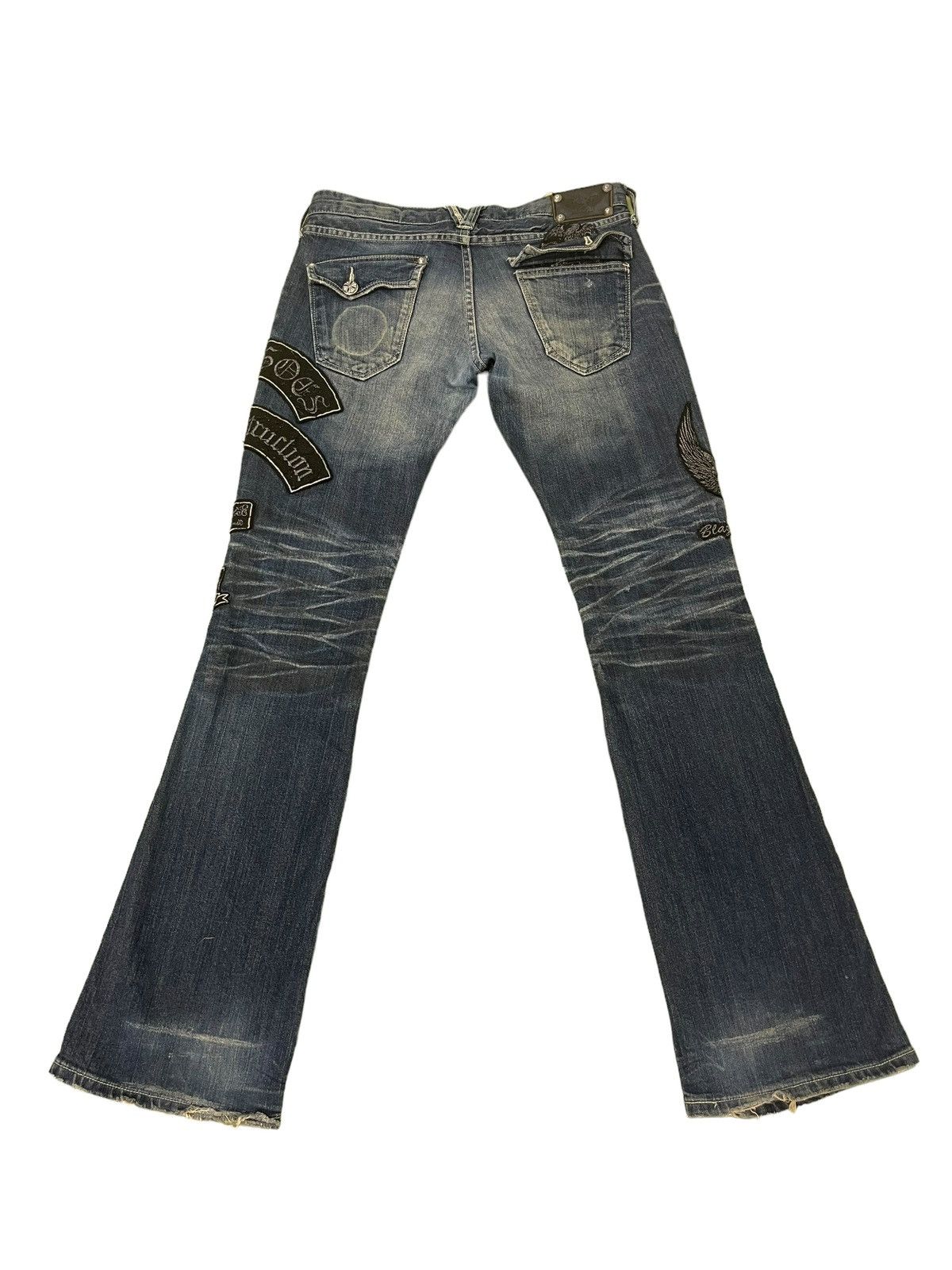 Japanese Brand Flare Jeans Army of No Faded Distress Low Rise Boot Cut 8🟦8 Size US 30 / EU 46 - 12 Thumbnail