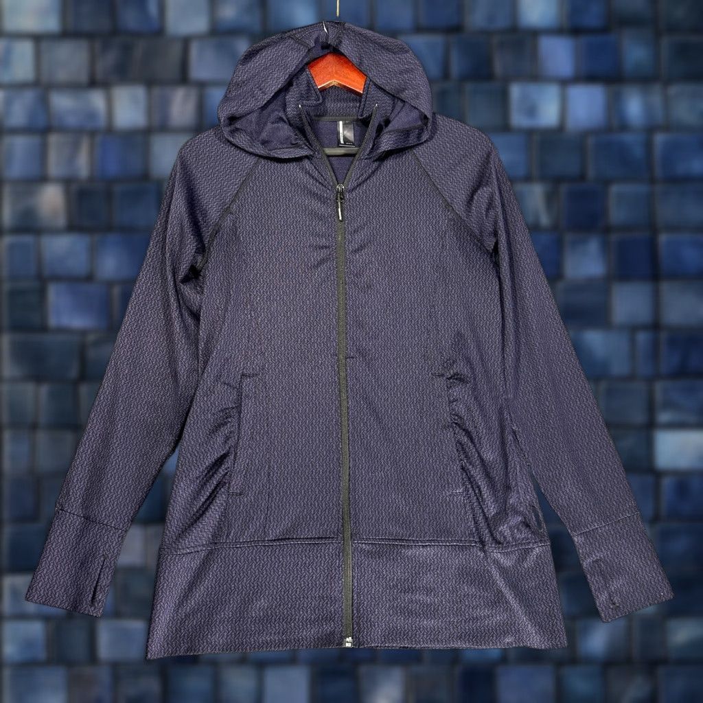 Vintage Mondetta Jacket Womens S Full Zip Purple Stretch Thumb Holes Pockets Hood Size S / US 4 / IT 40 - 1 Thumbnail