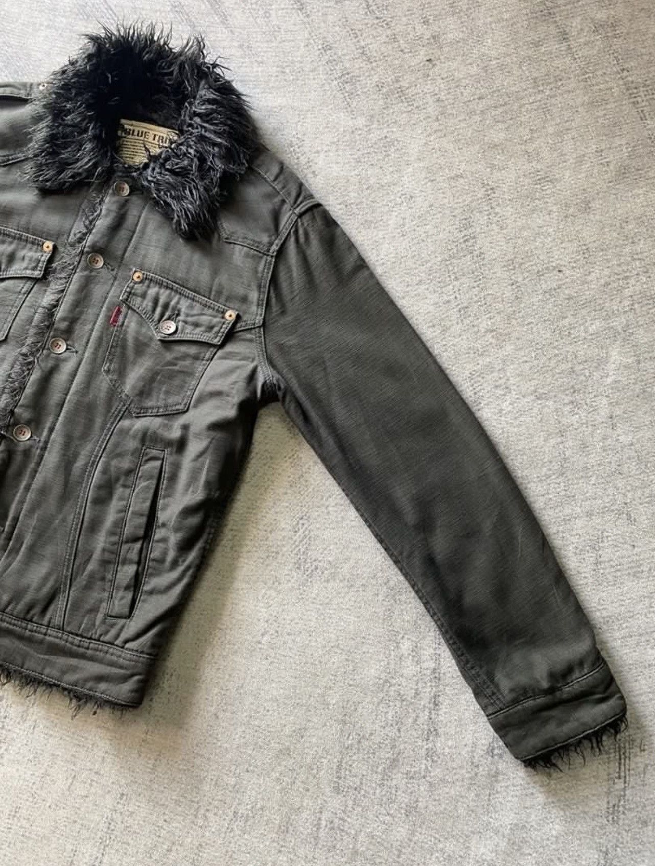 Edwin Vintage Edwin "Blue Trip" Faux Fur Lined Trucker Jacket Size US L / EU 52-54 / 3 - 4 Thumbnail
