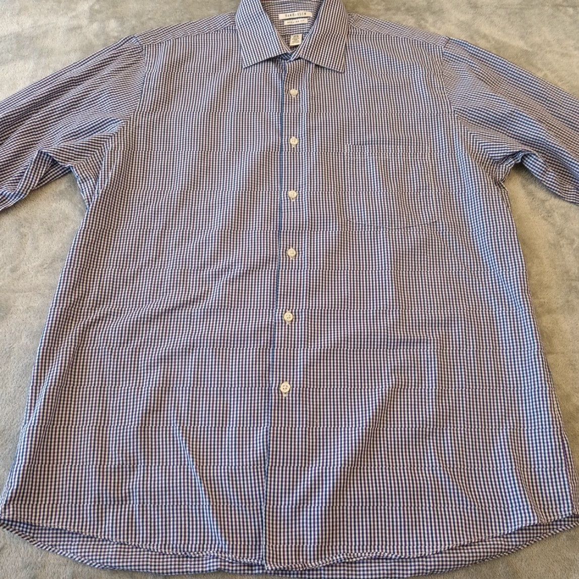 Van Heusen Van Heusen Shirt Mens 16.5 Purple Plaid Long Sleeve Button Up Size US XL / EU 56 / 4 - 5 Thumbnail