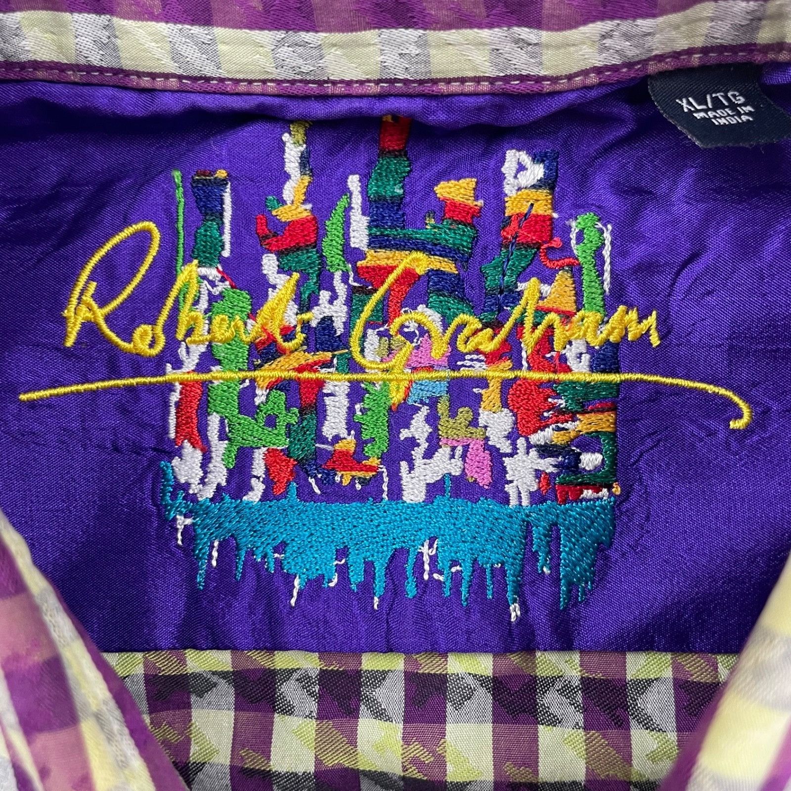 Robert Graham Robert Graham Men's Embroidered Flip Cuff Button Shirt Purpl Size US XL / EU 56 / 4 - 3 Thumbnail