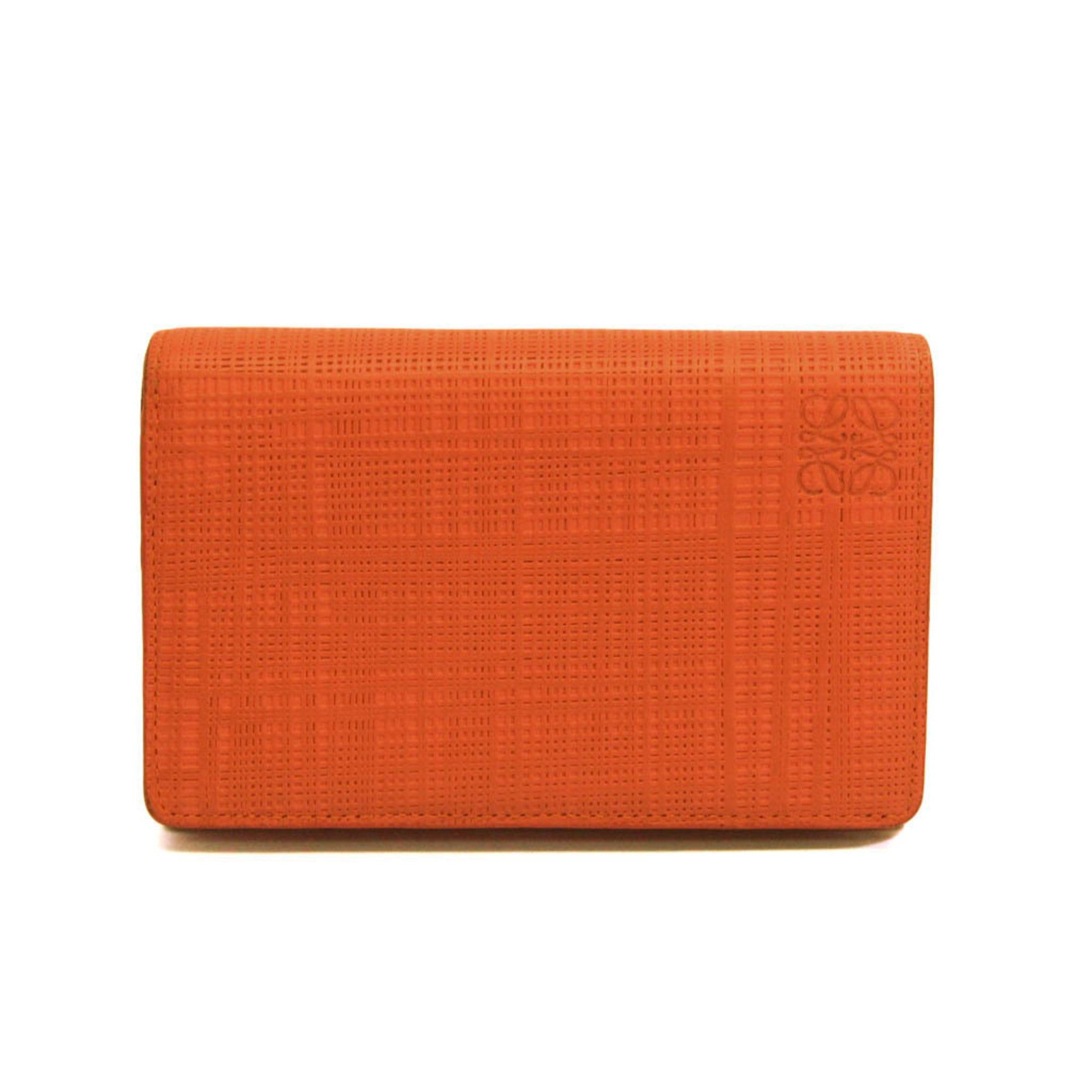 image of Loewe Linen Leather Wallet [Bi-Fold] Orange in Black, Women's
