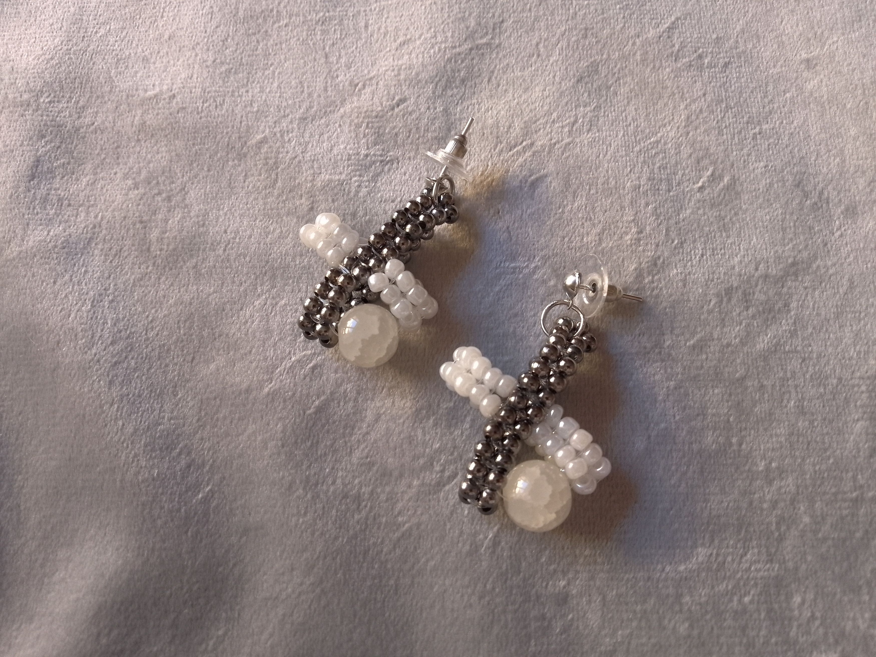 Handmade Earrings Natural Stones Cross X Shape Elegant Size ONE SIZE - 1 Thumbnail