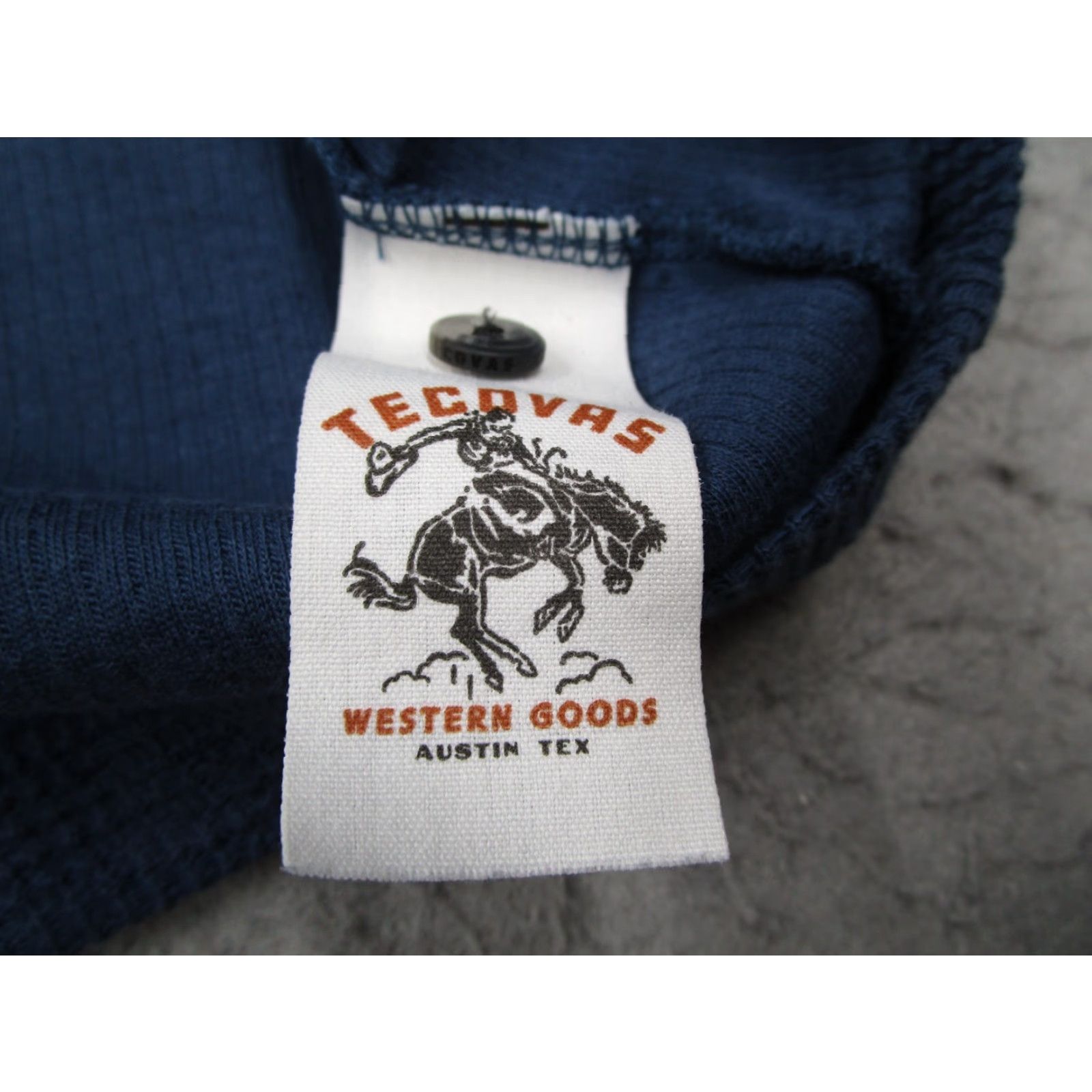 Tecovas Tecovas Mens Shirt Large Blue Pima Cotton Waffle Long Sleeve Henley Workwear Size US L / EU 52-54 / 3 - 3 Thumbnail
