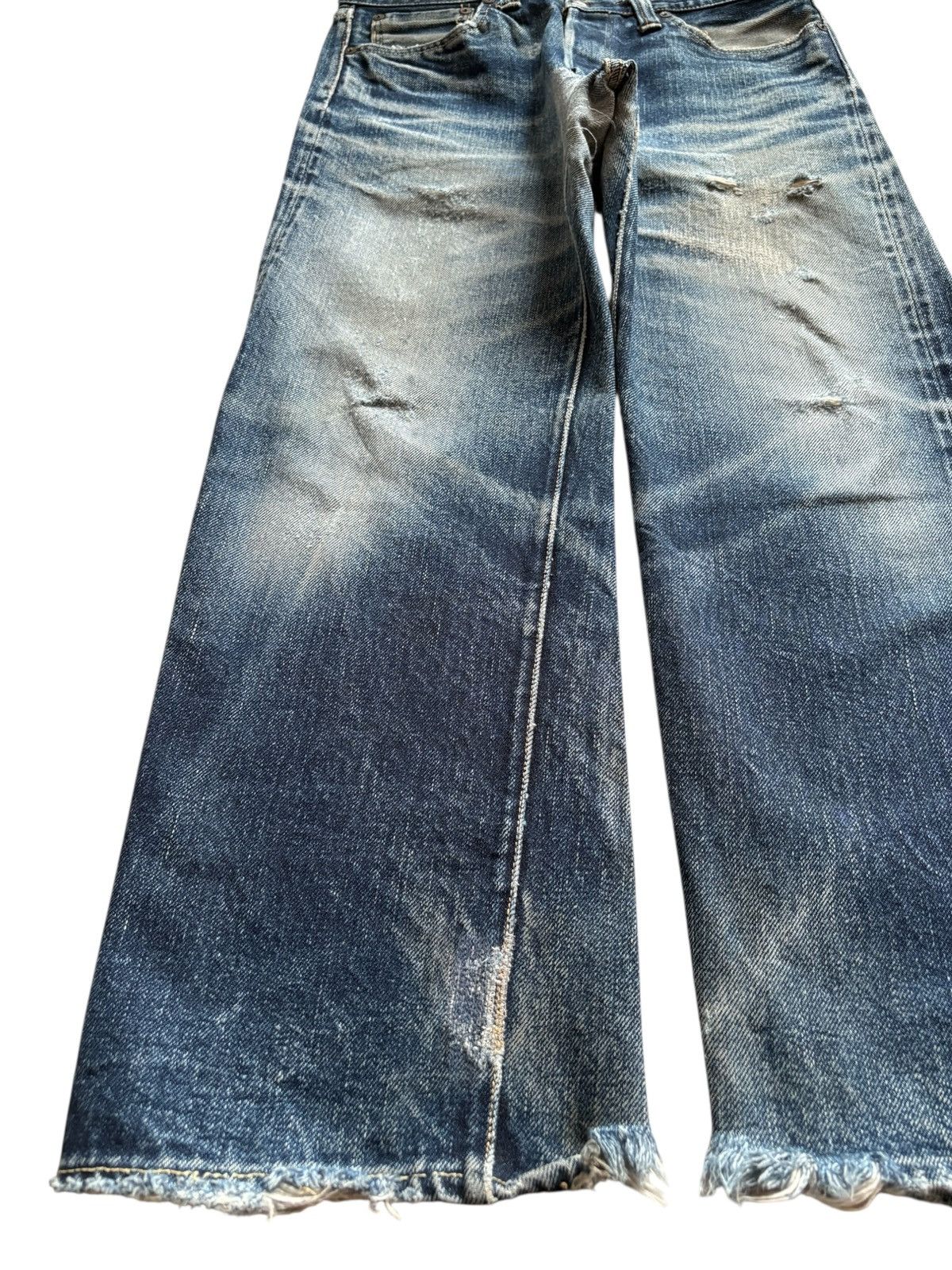 Japanese Brand × The Flat Head Vintage Flat Head Selvedge Mud Wash Distress Rip Baggy Jean Size US 32 / EU 48 - 6 Thumbnail