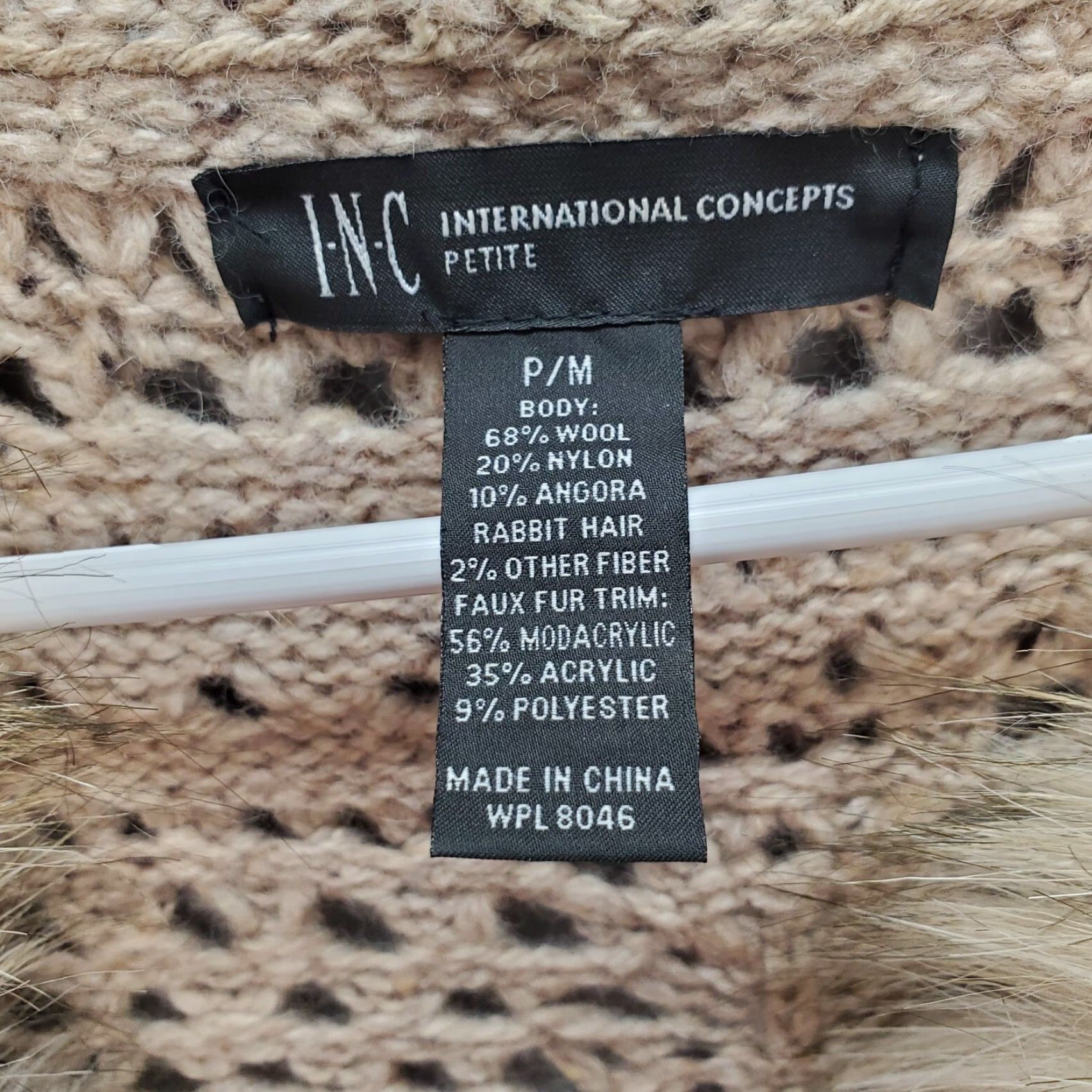 Vintage INC International Concepts Vest Womens PM Crochet Brown Faux Fur Trim Size M / US 6-8 / IT 42-44 - 3 Thumbnail