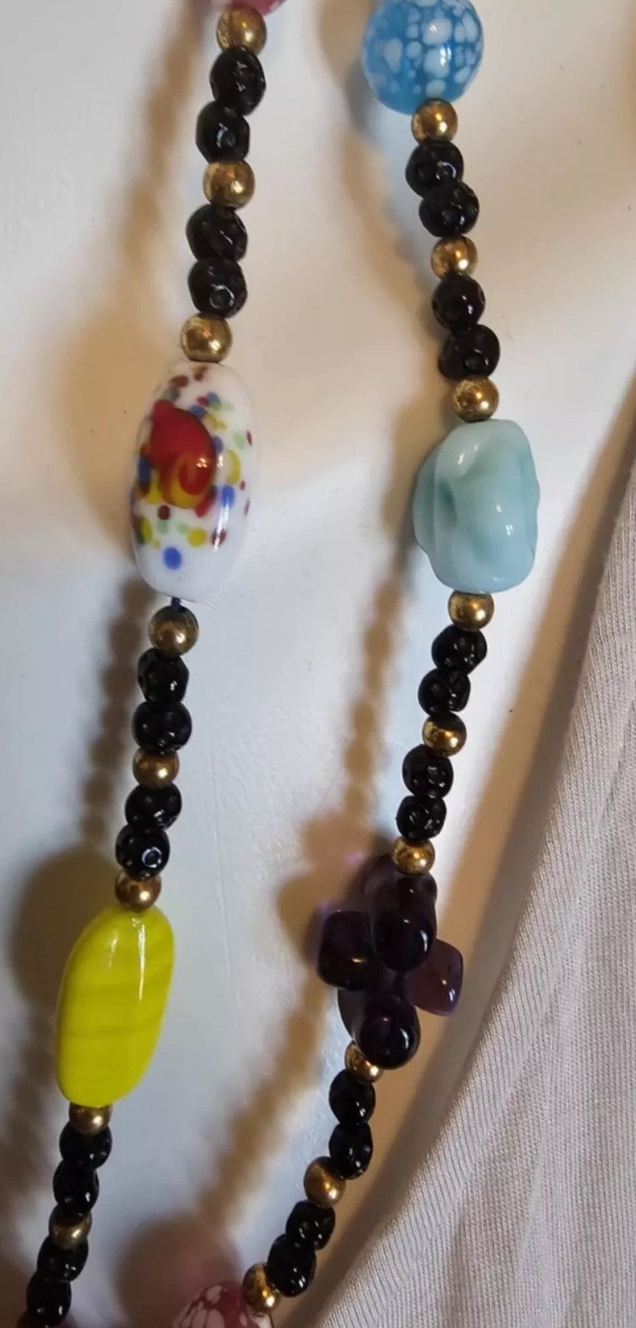 Handmade Antique Vintage 53" Lampwork Glass Beads Flapper Necklace Size ONE SIZE - 10 Thumbnail