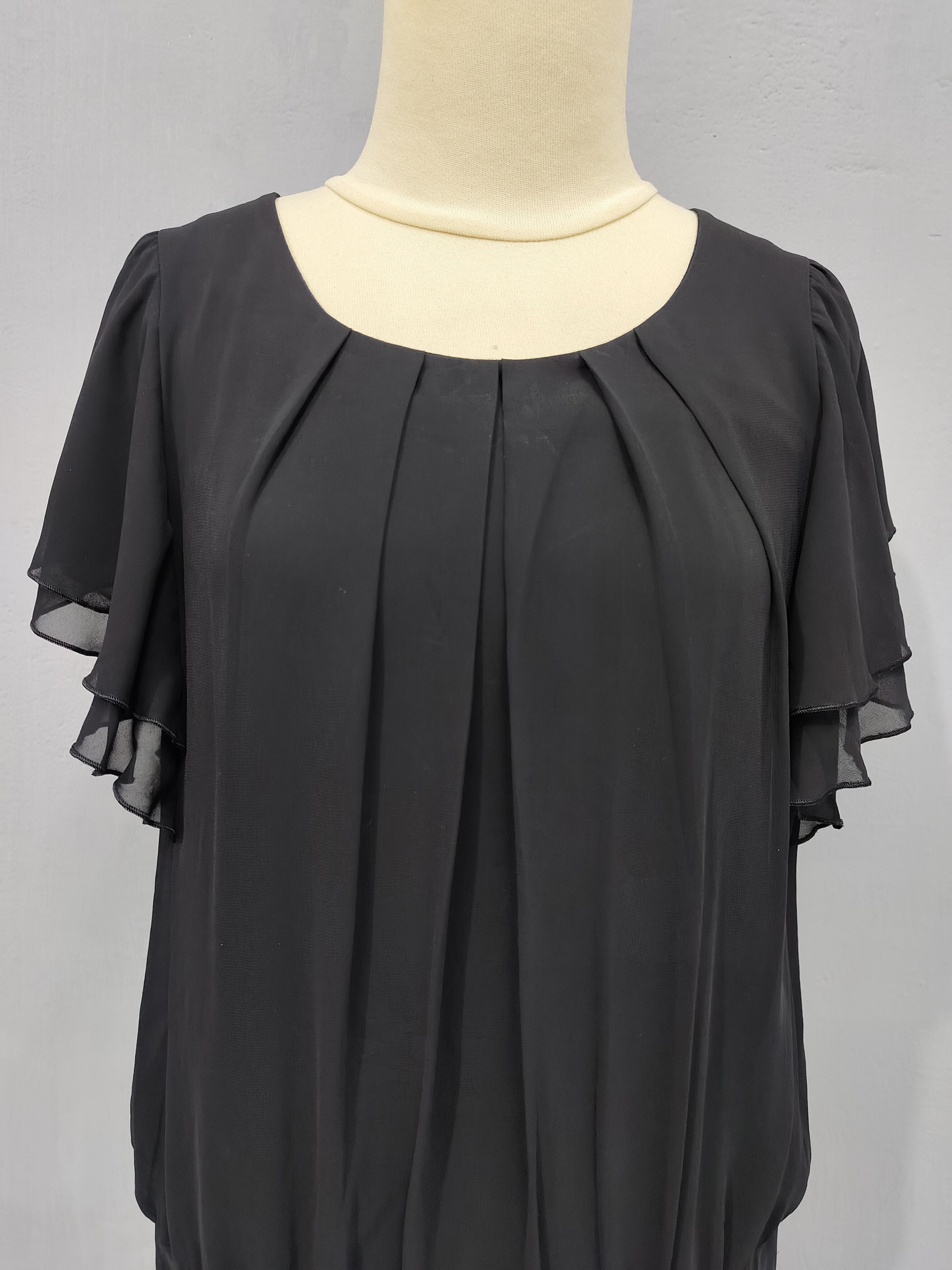 Yohji Yamamoto INED- Minimalist Layered Flutter Sleeve Chiffon Blouse Top Size M / US 6-8 / IT 42-44 - 3 Thumbnail