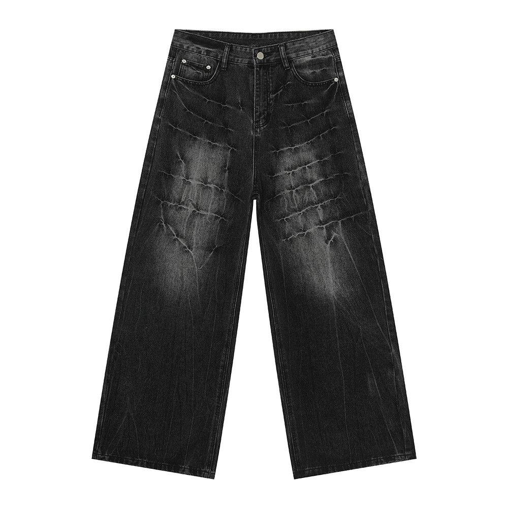 Vintage Lightning pattern fashionable wide-leg straight jeans Size US 32 / EU 48 - 3 Thumbnail