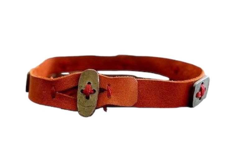image of Ma+ Maurizio AMadei Leather Bracelet in Orange, Men's