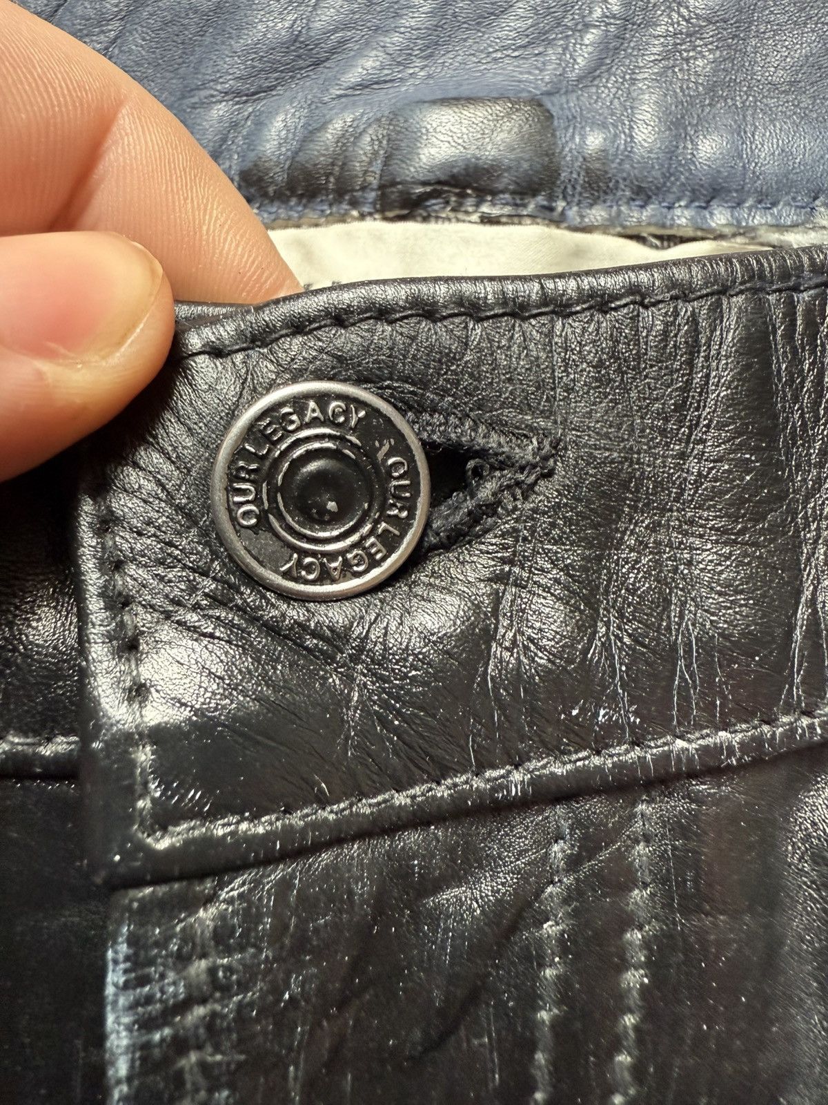 Our Legacy 1 of 1 Two Tone Splattered Leather Workshop Trousers Size US 32 / EU 48 - 4 Thumbnail
