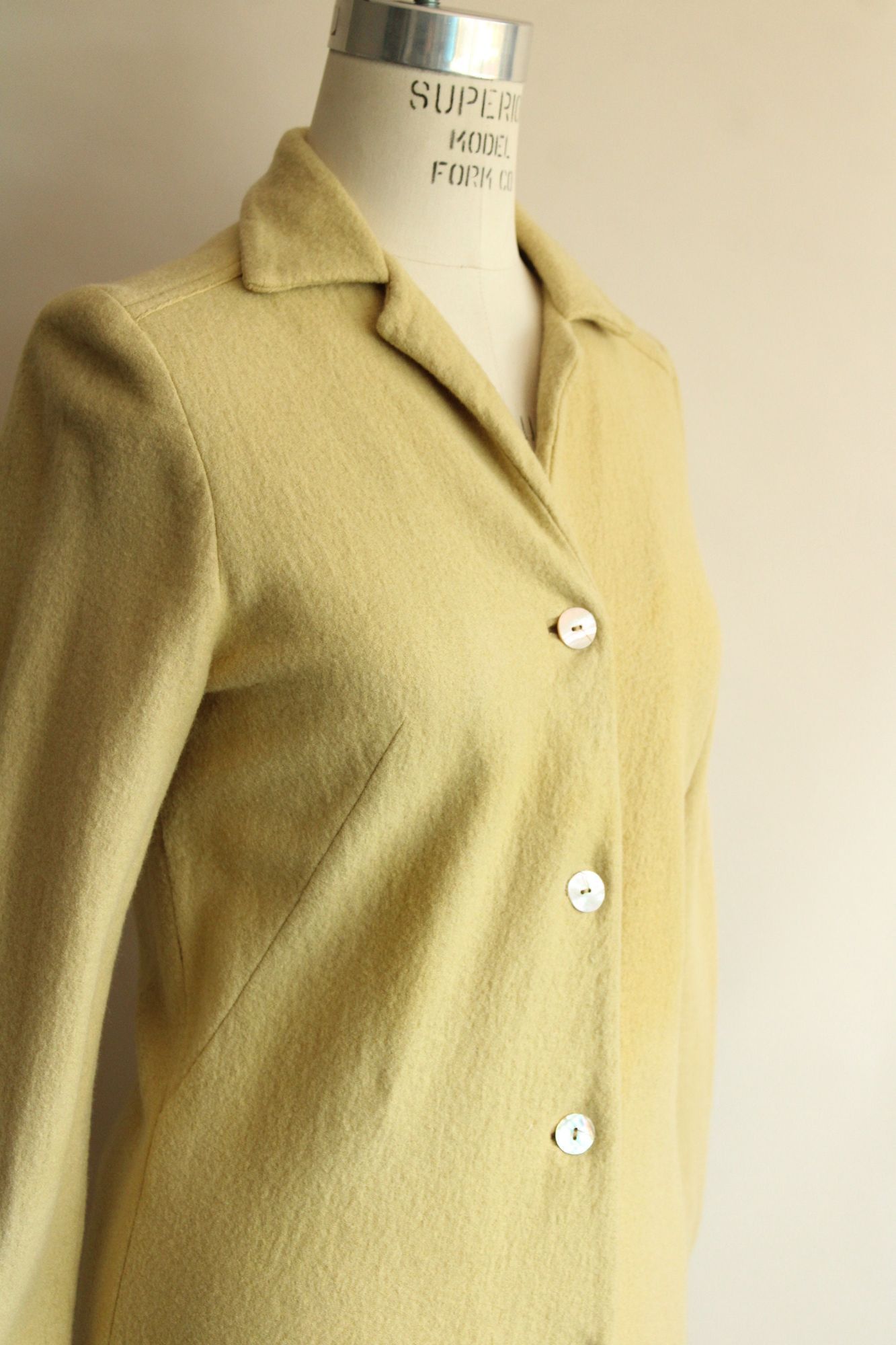 Vintage Vintage 1960s Coat Dress, Fred Roithschild Yellow Wool Size M / US 6-8 / IT 42-44 - 5 Thumbnail