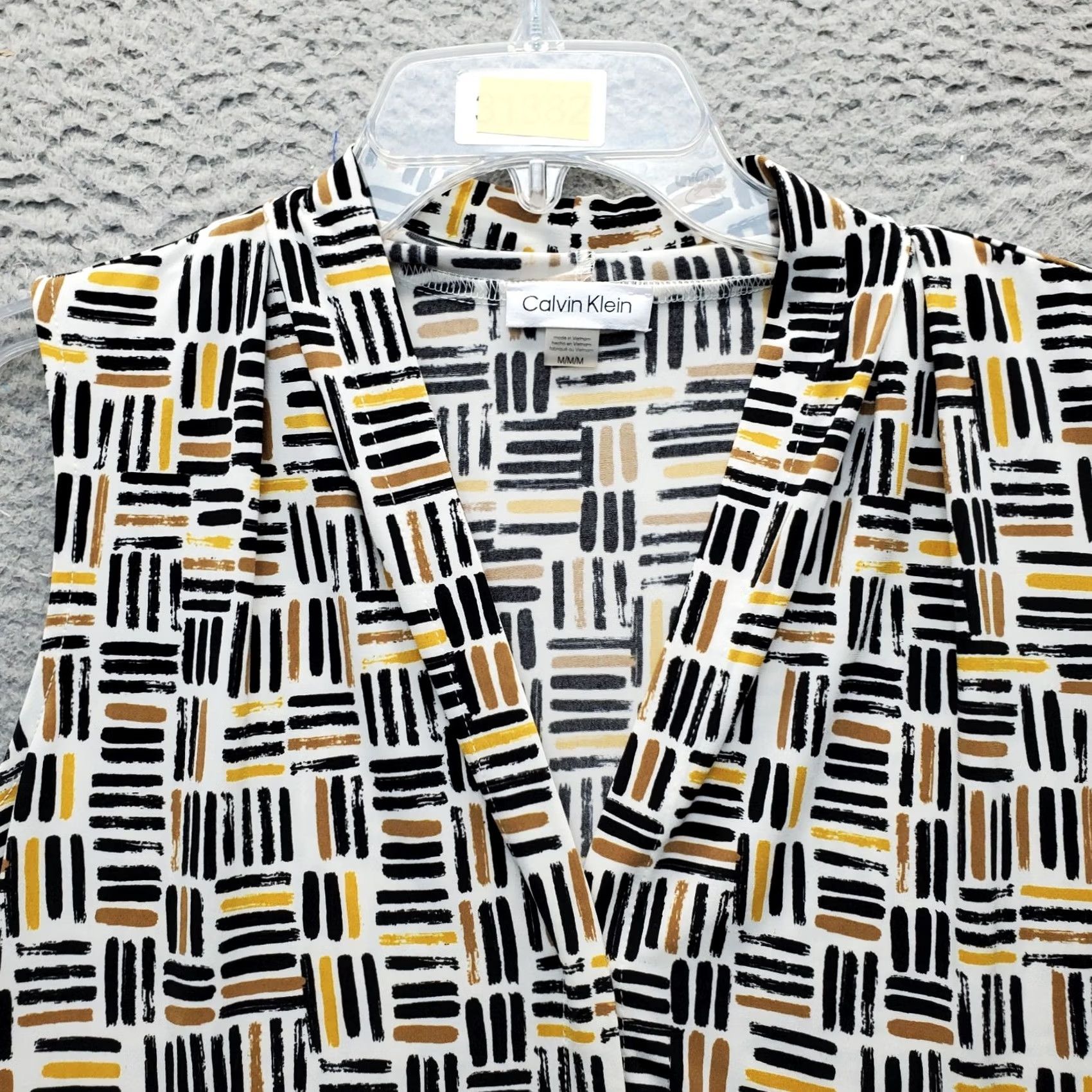 Calvin Klein Calvin Klein Blouse Womens M Geometric Stretch V-Neck Pullover Shirt Shirt Womens M Geometric Multicolor Blouse Size M / US 6-8 / IT 42-44 - 6 Thumbnail