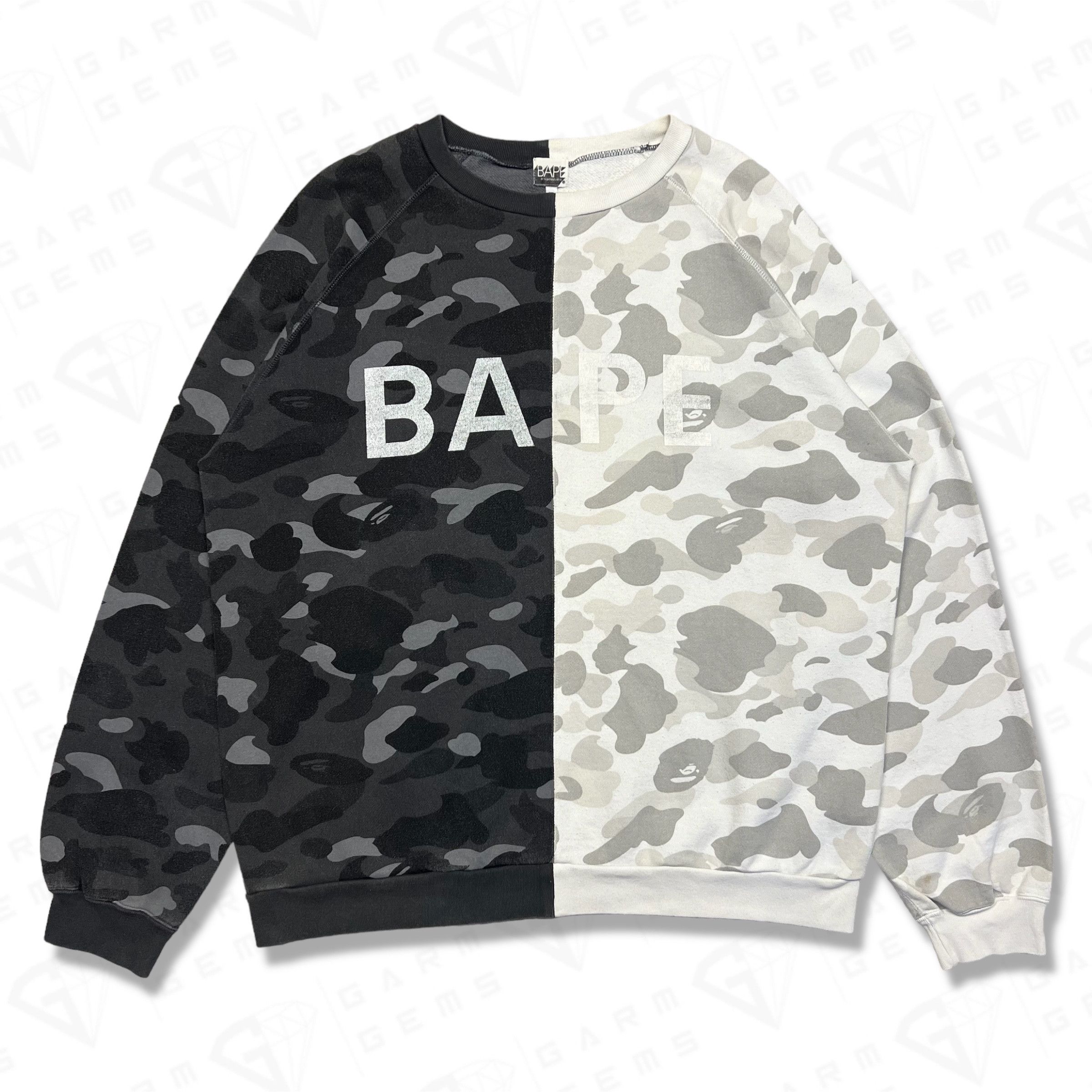 Bape A Bathing Ape Split Camo Sweatshirt Size US XL / EU 56 / 4 - 1 Thumbnail