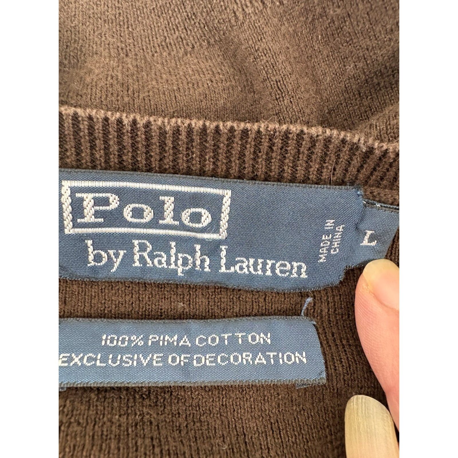 Polo Ralph Lauren Polo Ralph Lauren Mens Sweater V-Neck Long Sleeve Pullover Solid Knit Brown Size L Size US L / EU 52-54 / 3 - 7 Thumbnail