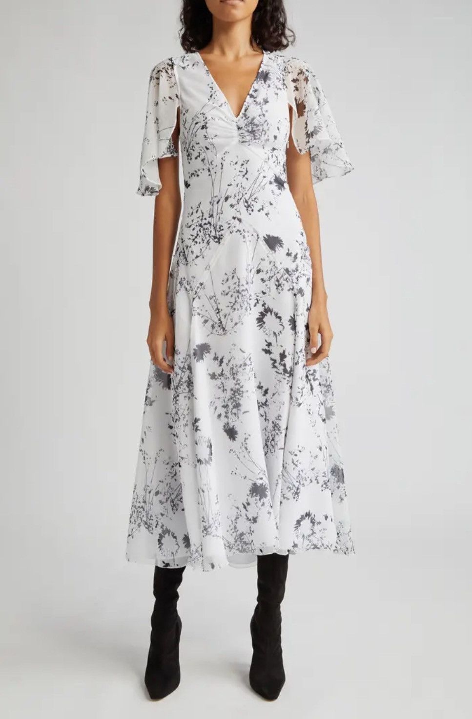 Victoria Beckham Victoria Beckham Floaty Floral Print Godet Midi Dress size 0 Size XS / US 0-2 / IT 36-38 - 3 Thumbnail