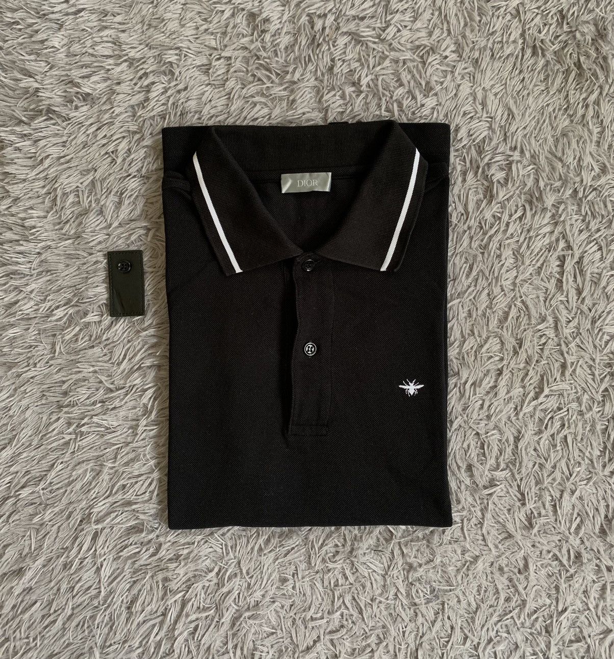 image of Dior Poloshirt Bee Logo in Black, Men's (Size Small)