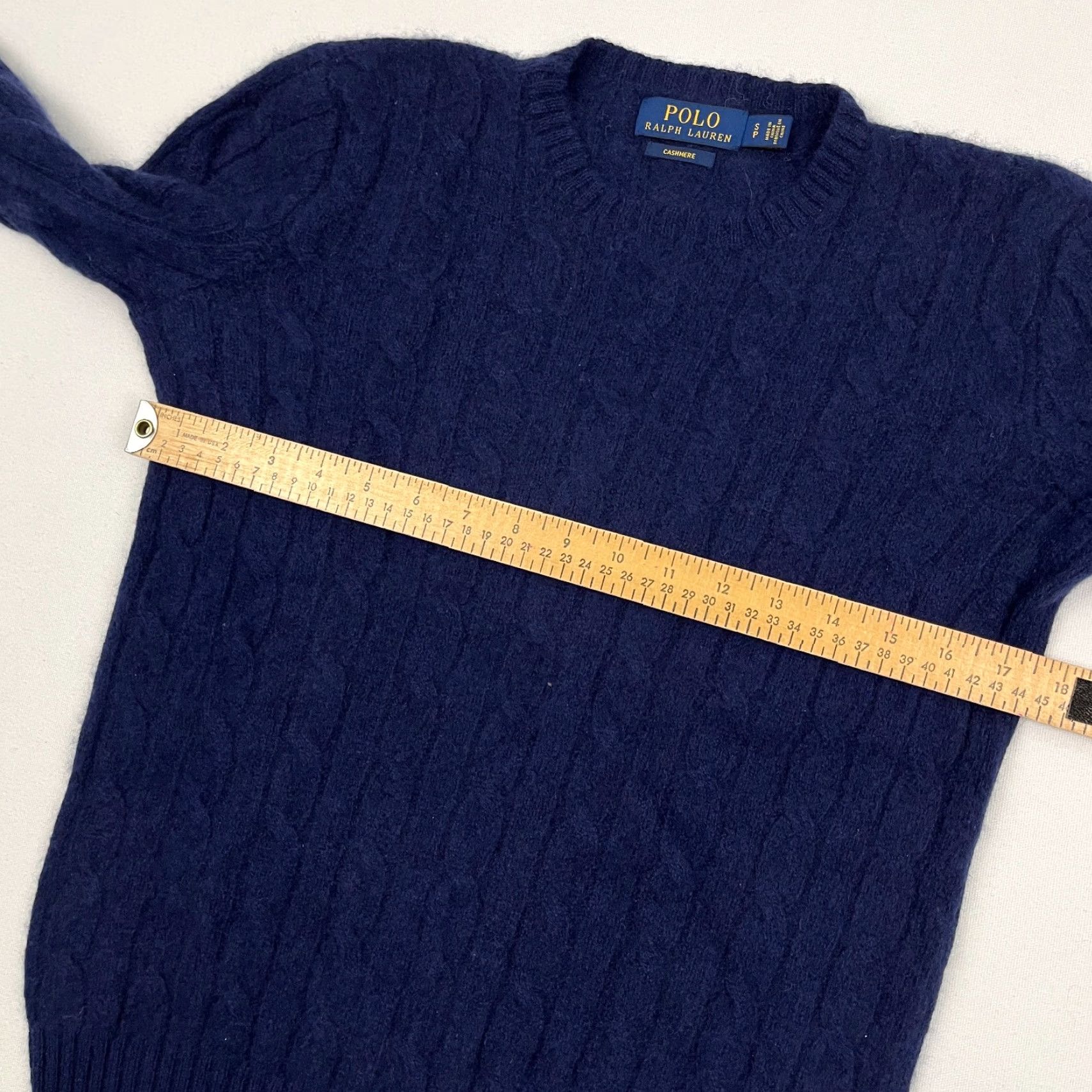 Polo Ralph Lauren Polo Ralph Lauren Cashmere Sweater Womens S Blue Cable Knit Ribbed Crew Academia Size S / US 4 / IT 40 - 5 Thumbnail