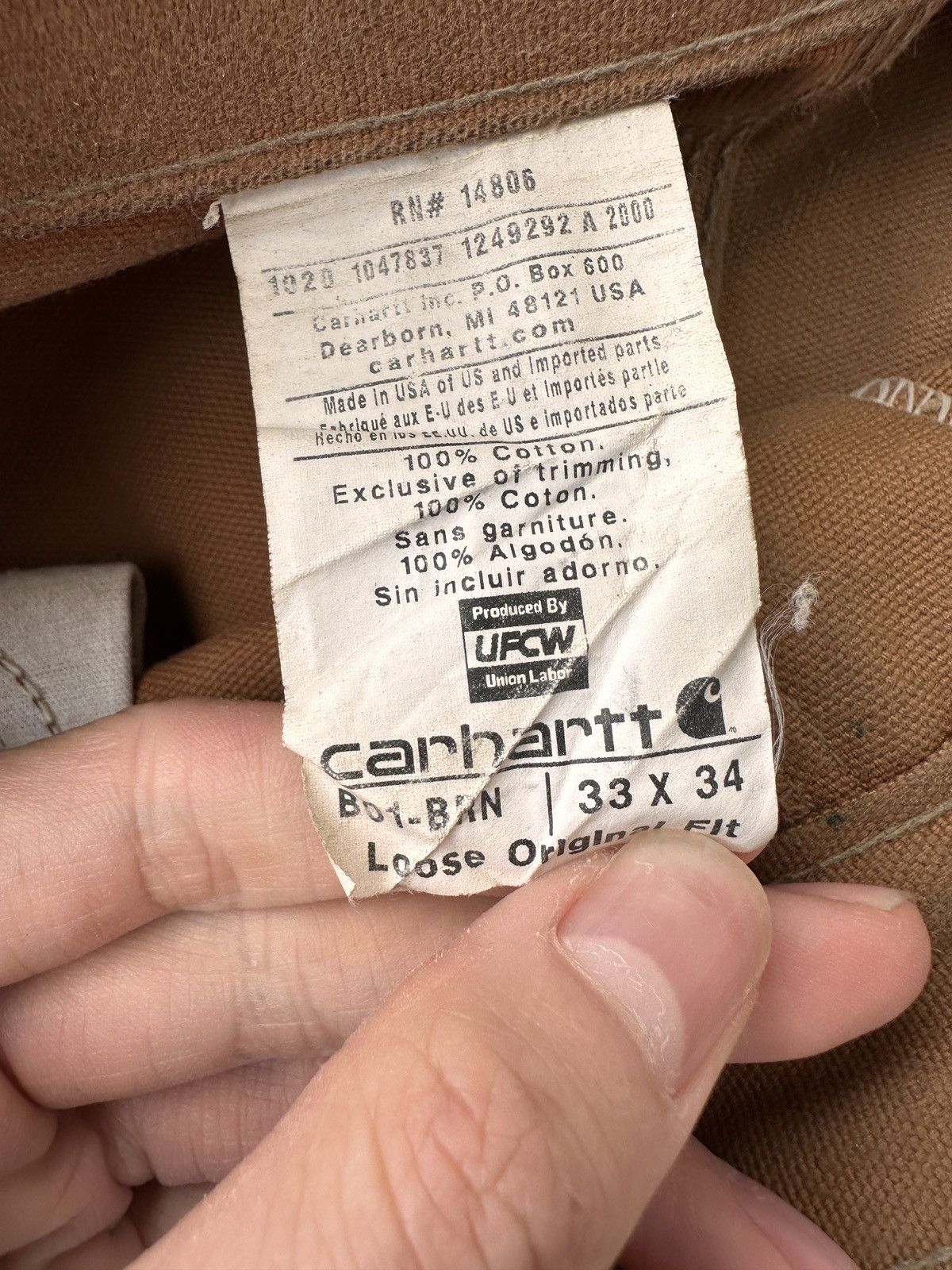 Carhartt Sun fade bleached Trashed dungarees double knee carpenter Size US 33 - 11 Thumbnail