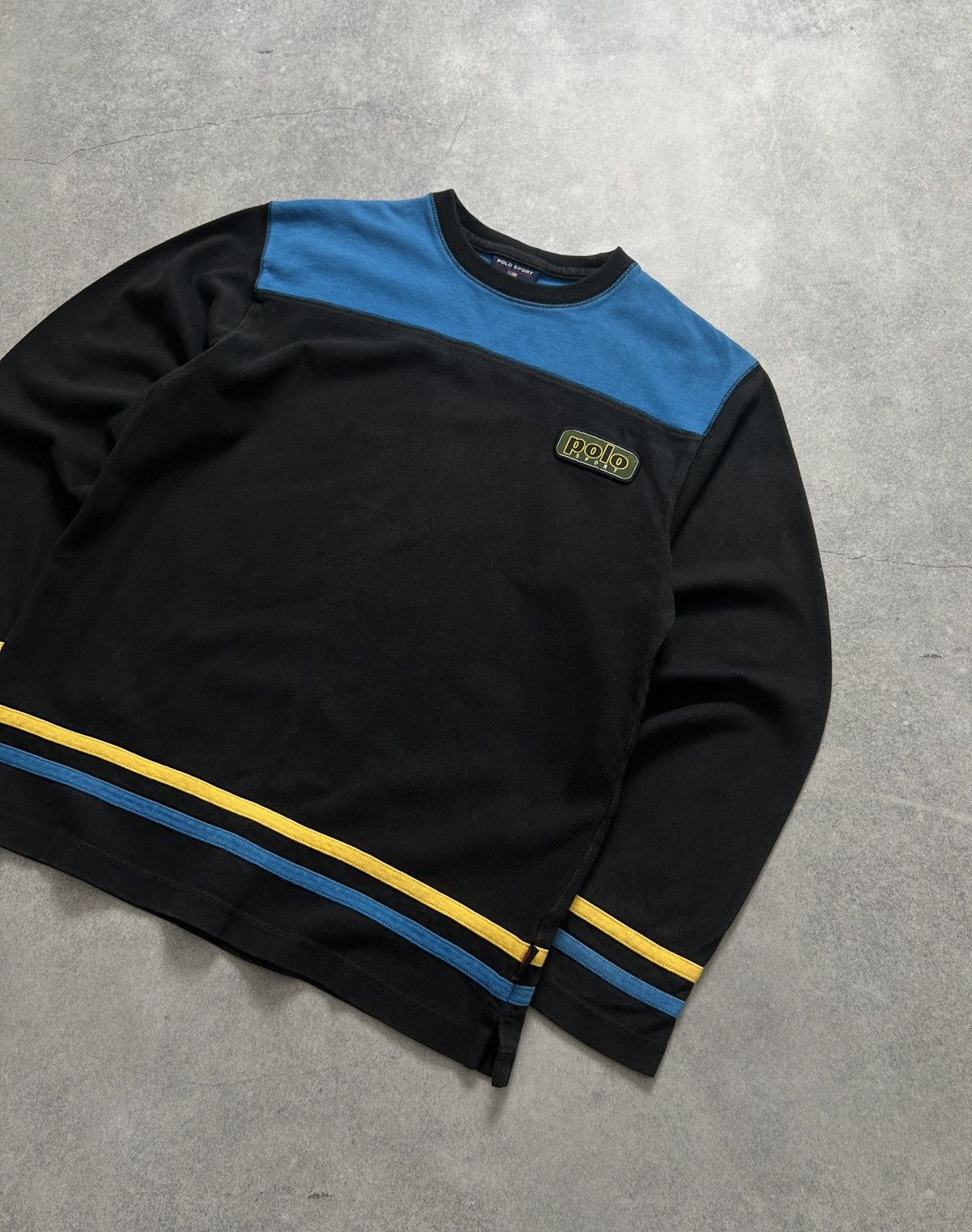 Polo Ralph Lauren Vintage Polo Sport Striped sweatshirt mens blue/yellow mens Size US M / EU 48-50 / 2 - 2 Thumbnail
